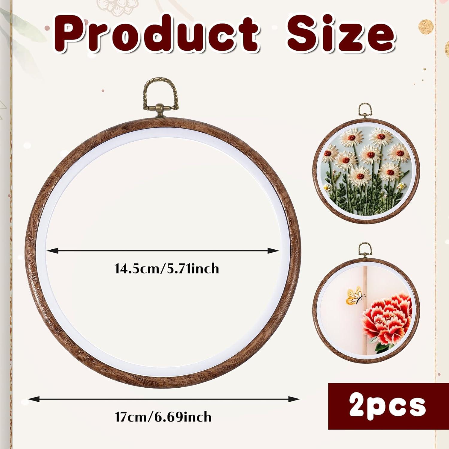 Marco de Bordado Redondo IANFAN 21 cm Imitación Madera - 2 Pcs