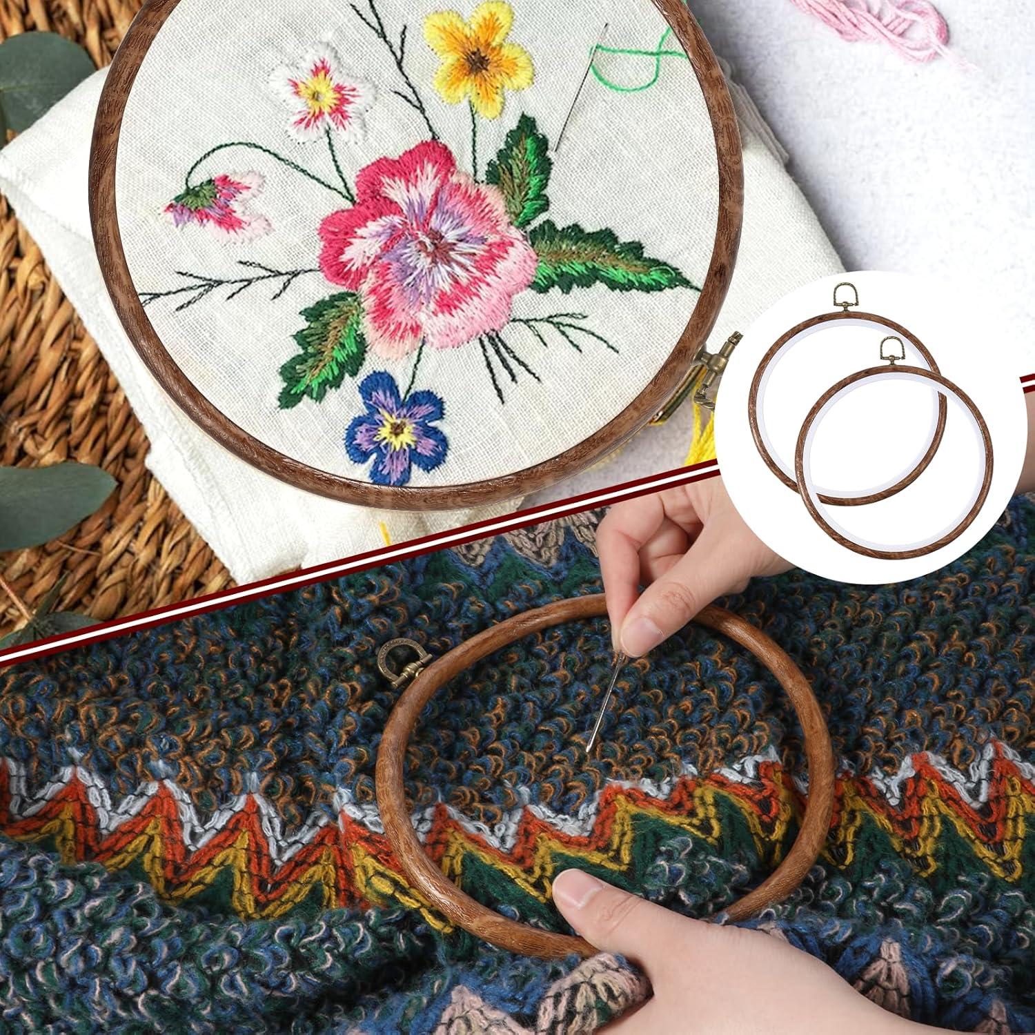 Marco de Bordado Redondo IANFAN 21 cm Imitación Madera - 2 Pcs