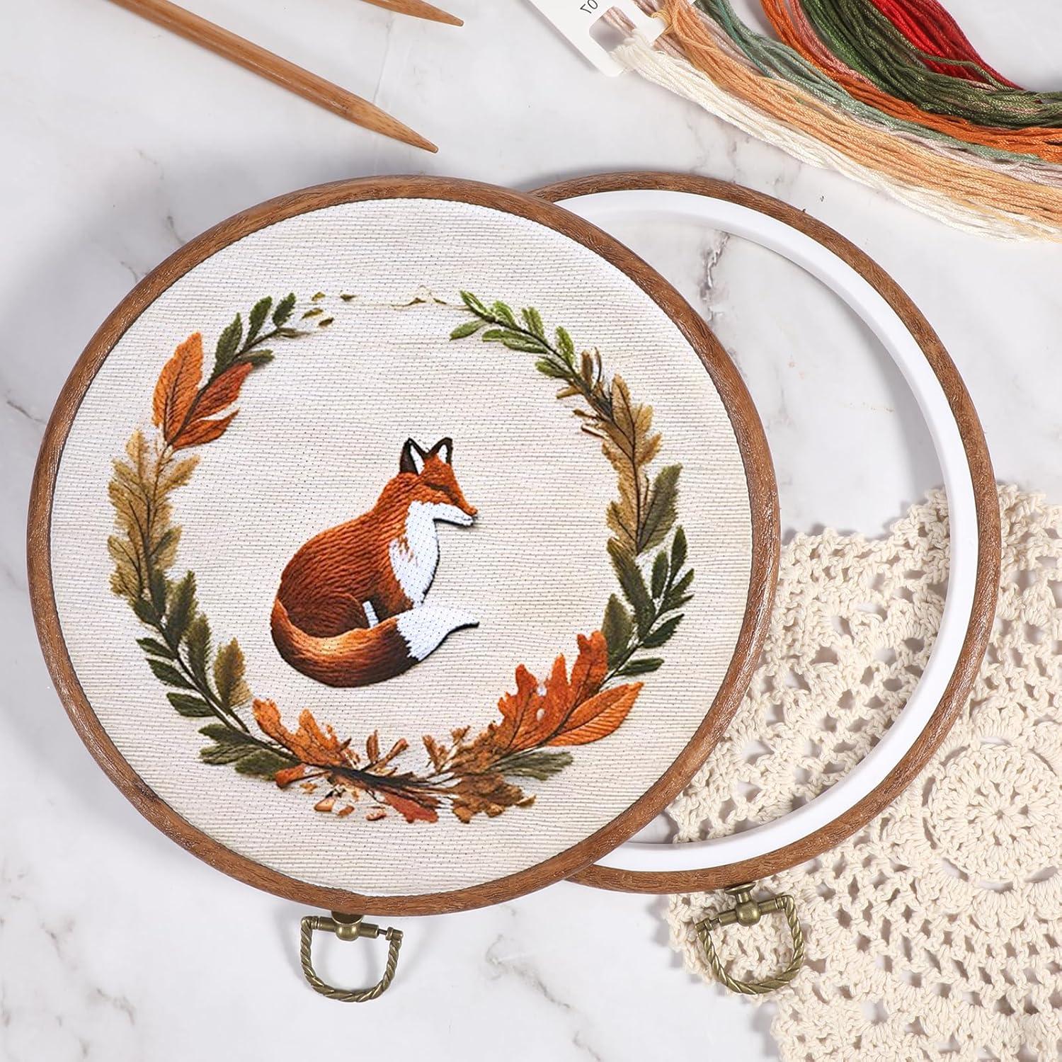 Marco de Bordado Redondo IANFAN 21 cm Imitación Madera - 2 Pcs