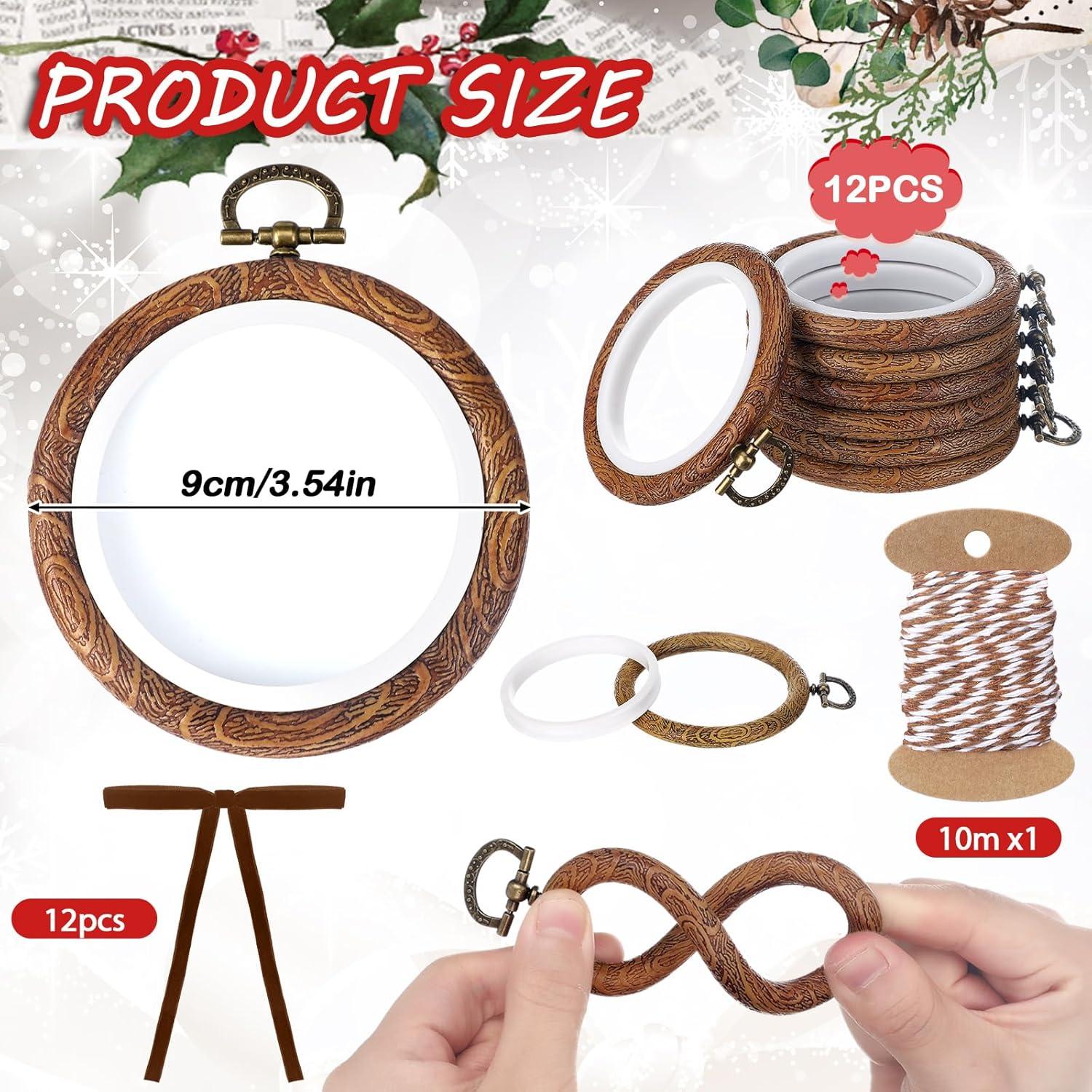 Kit de Bordado Navideño Beeveer 12 Aros de Madera 10 cm