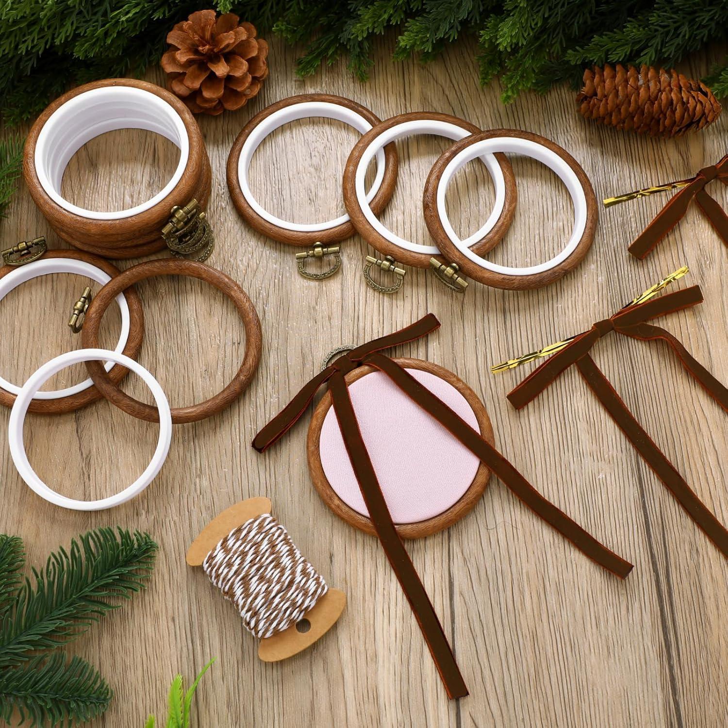 Kit de Bordado Navideño Beeveer 12 Aros de Madera 10 cm