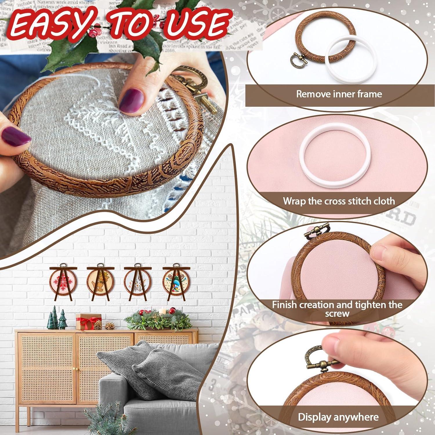 Kit de Bordado Navideño Beeveer 12 Aros de Madera 10 cm