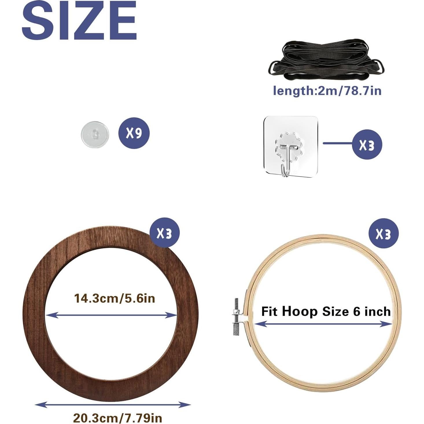 Juego de 3 Marcos de Bordado Redondos JoyHuaTrade 15.2 cm