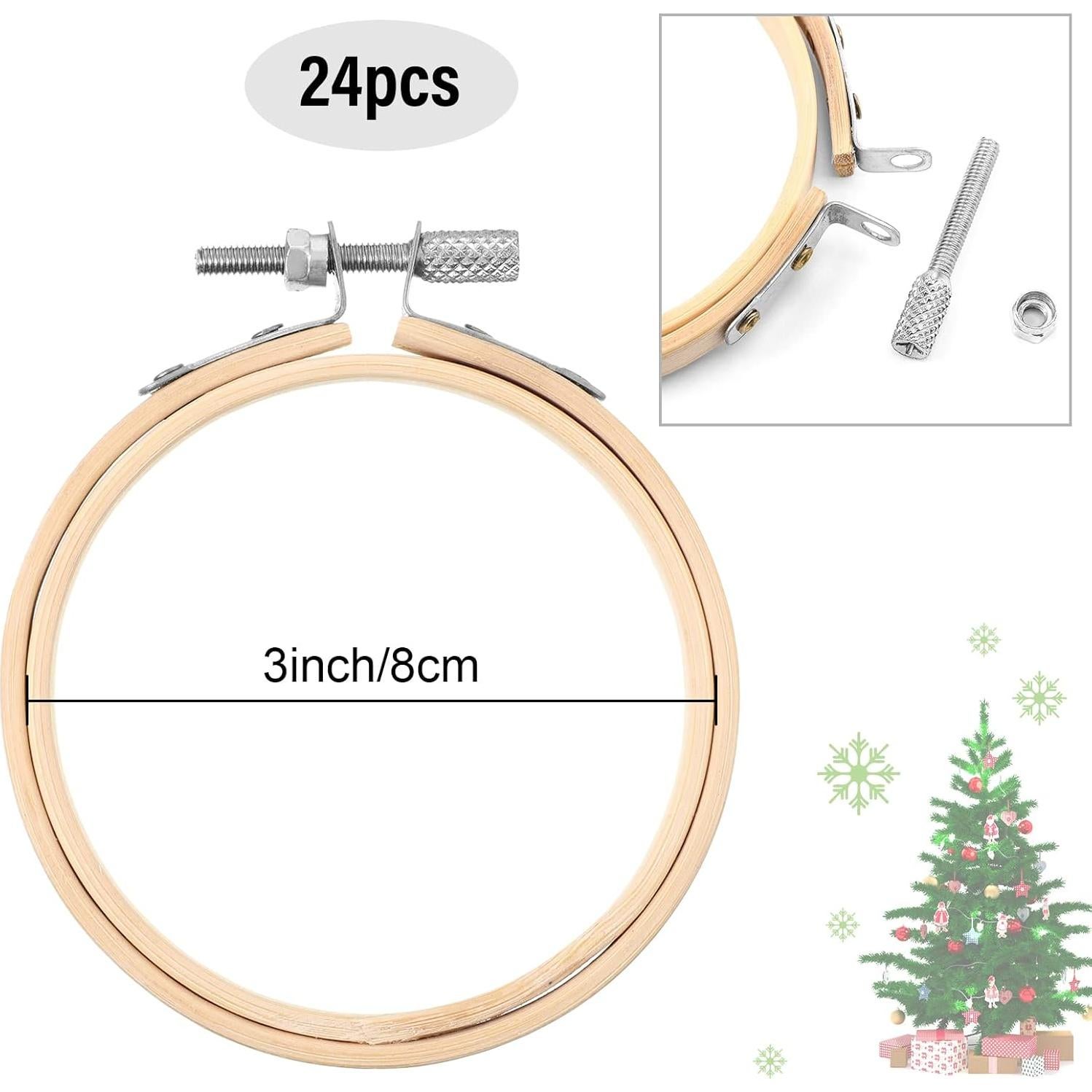 Aros de Bordado de Madera 7.62 cm - 48 Piezas para Manualidades