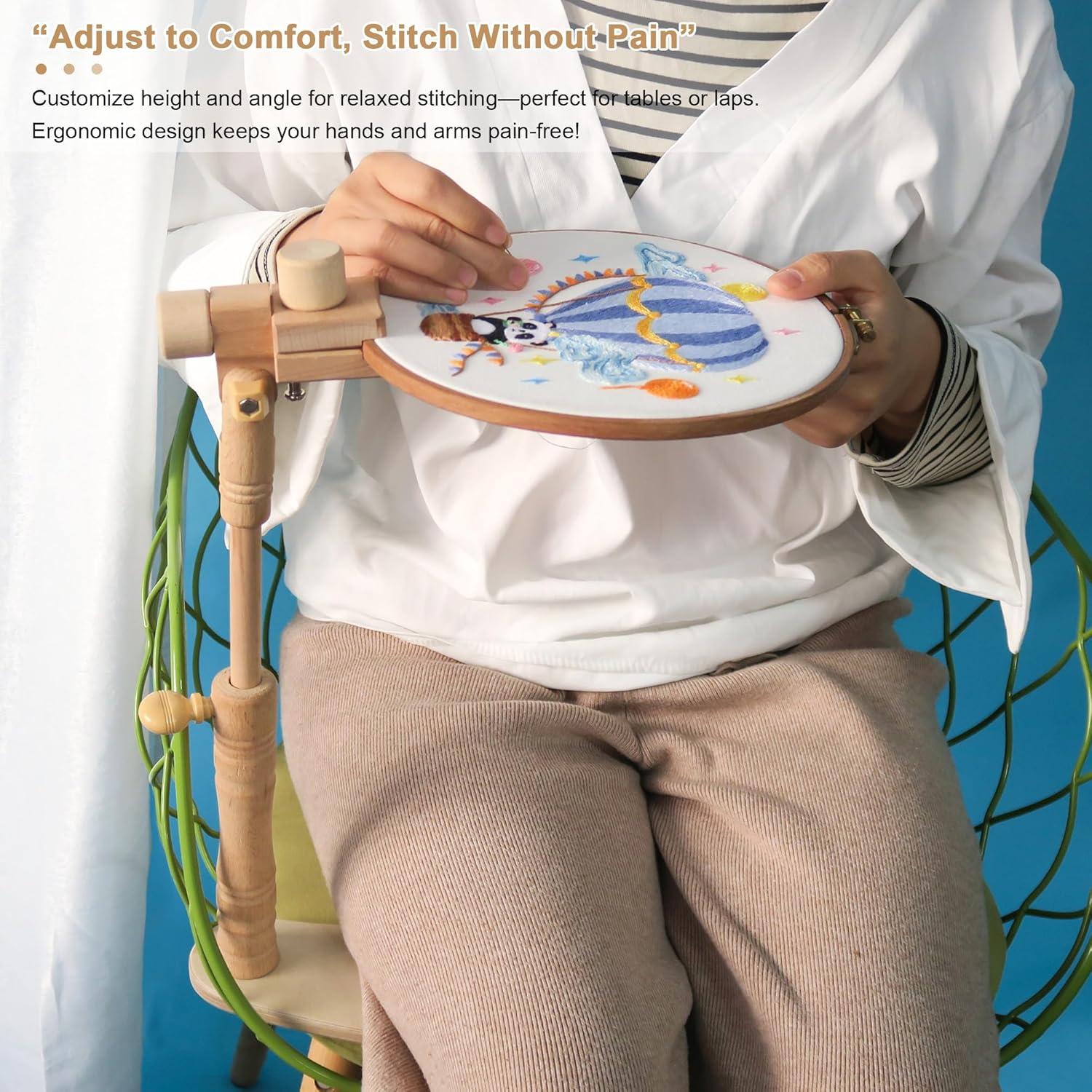 Soporte de Bordado Ajustable Guofa de Madera de Haya