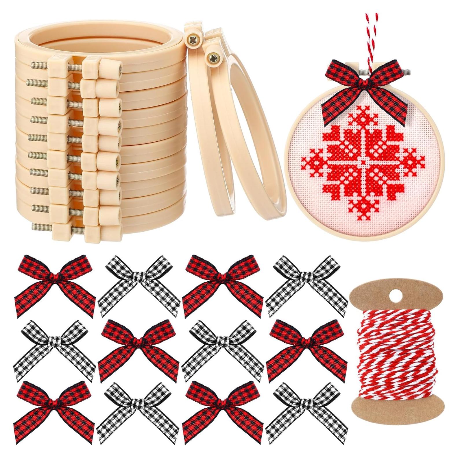 Kit de Bordado de Navidad Beeveer 25 Piezas con Aros 7.62 cm