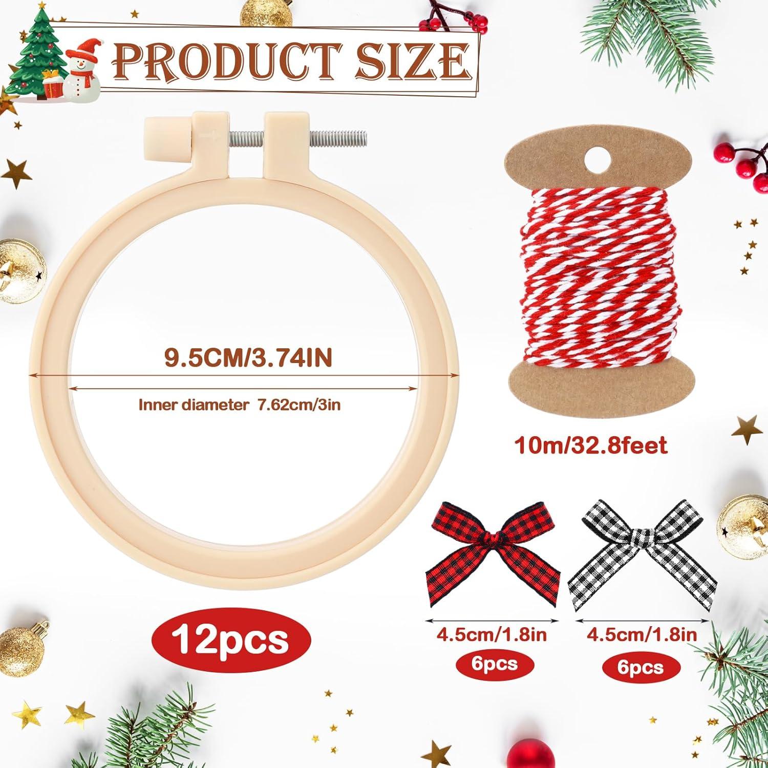 Kit de Bordado de Navidad Beeveer 25 Piezas con Aros 7.62 cm