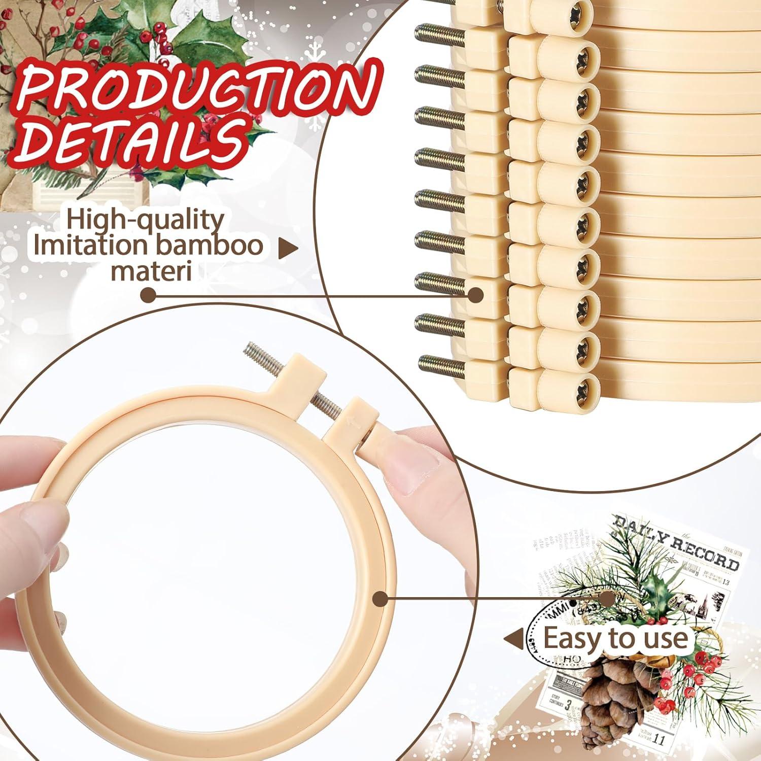 Kit de Bordado de Navidad Beeveer 25 Piezas con Aros 7.62 cm