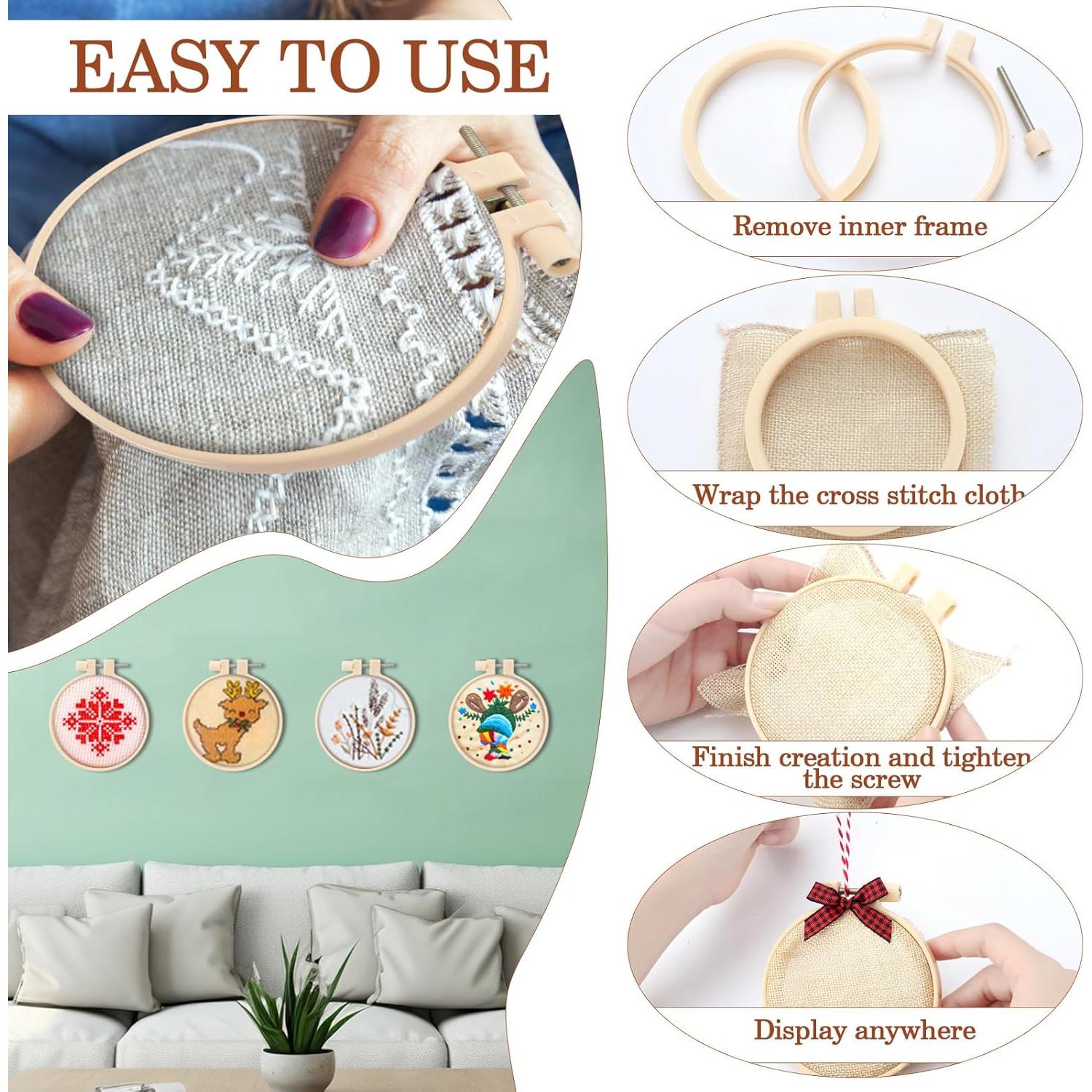 Kit de Bordado de Navidad Beeveer 25 Piezas con Aros 7.62 cm