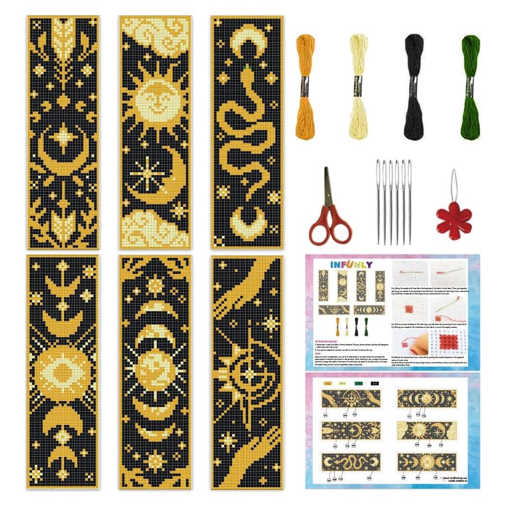 Kit de Marcadores de Punto de Cruz INFUNLY Sol Luna 6 Piezas