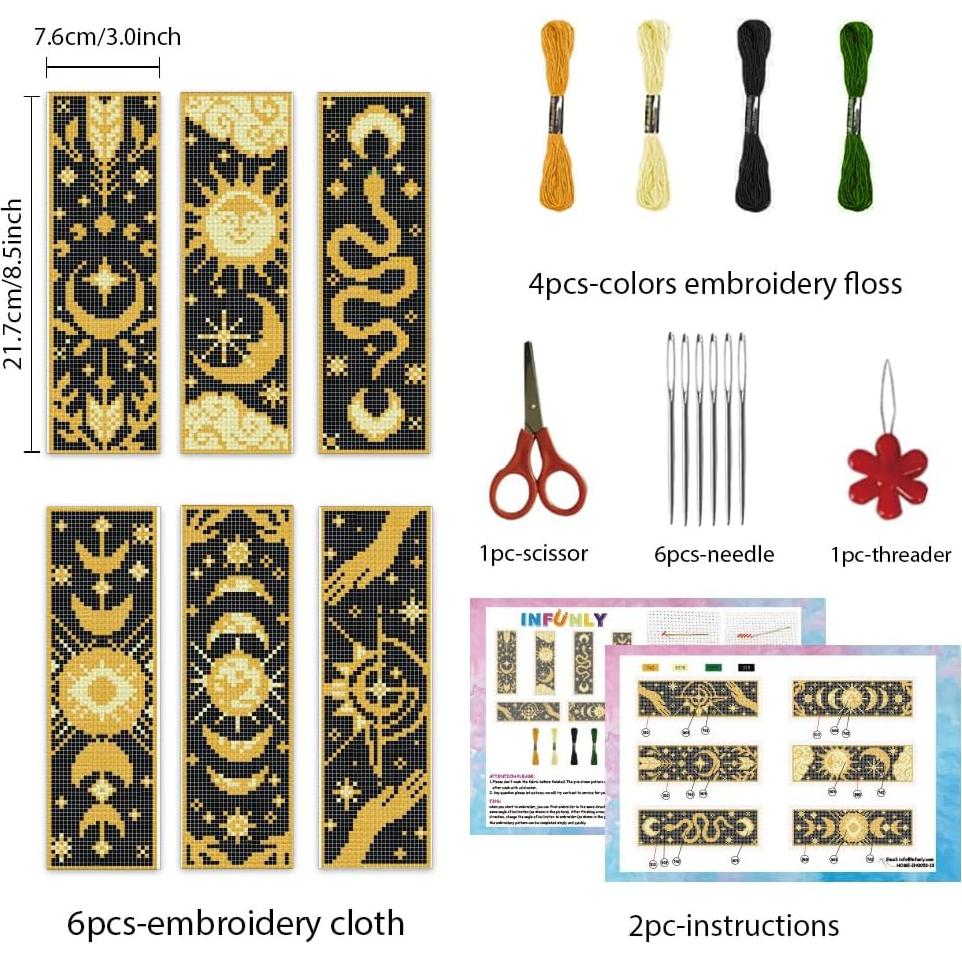 Kit de Marcadores de Punto de Cruz INFUNLY Sol Luna 6 Piezas