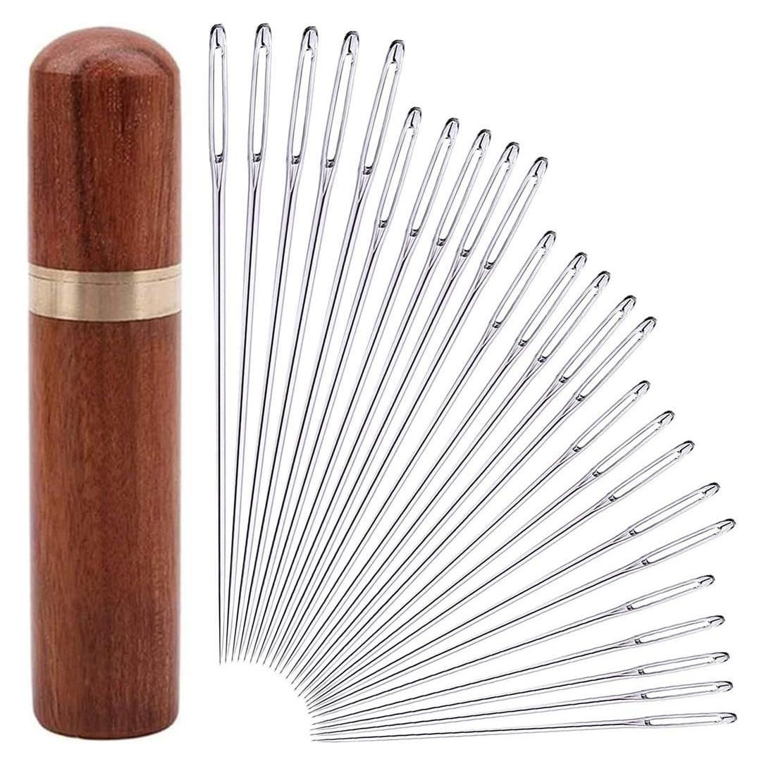 25 Piezas Agujas de Coser a Mano Yklbpd con Estuche de Madera
