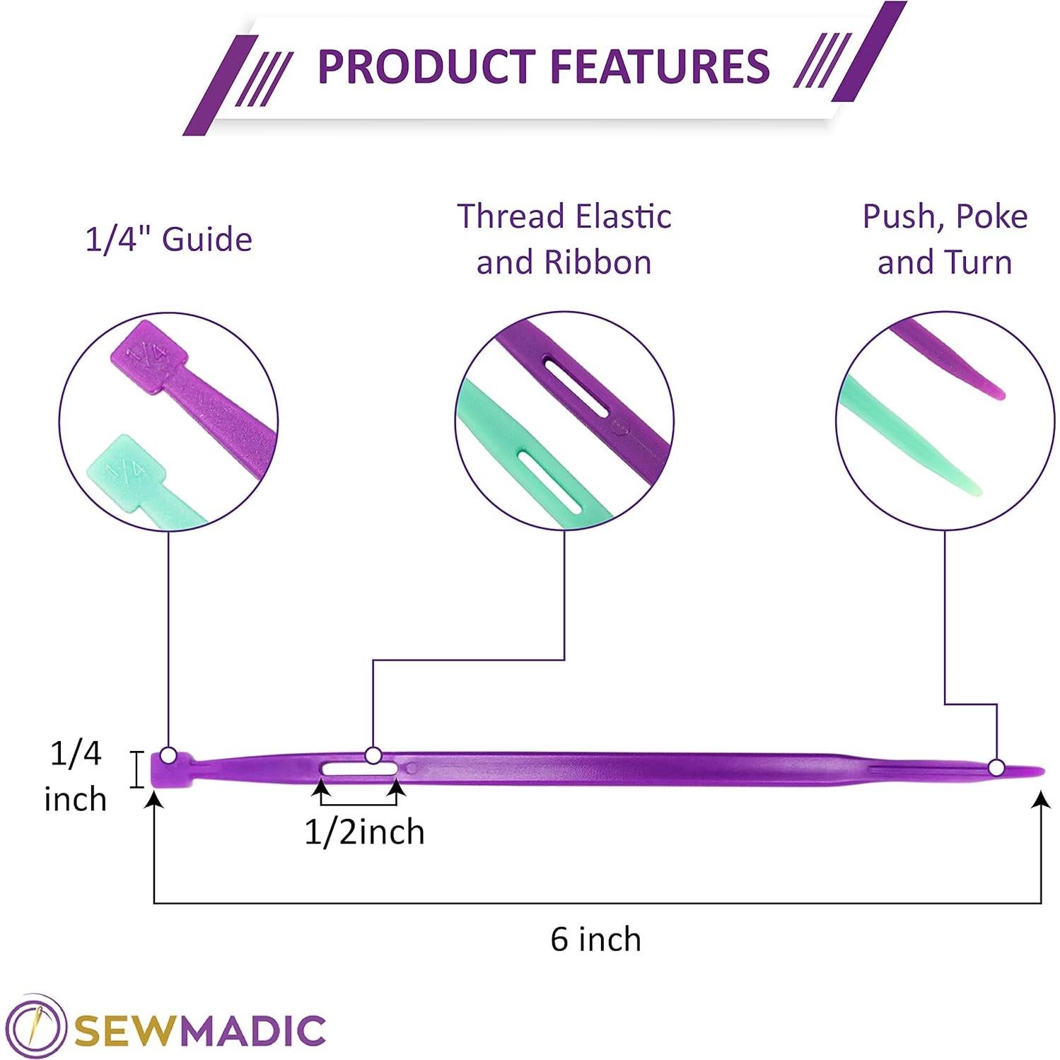 Thang Púrpura y Verde para Costura Sewmadic - 4 Piezas