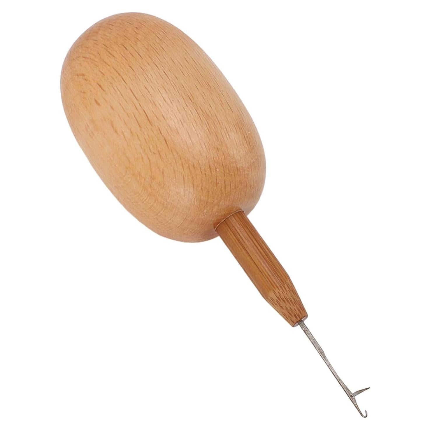 Herramienta de Remiendo Focket de Madera con Gancho de Crochet