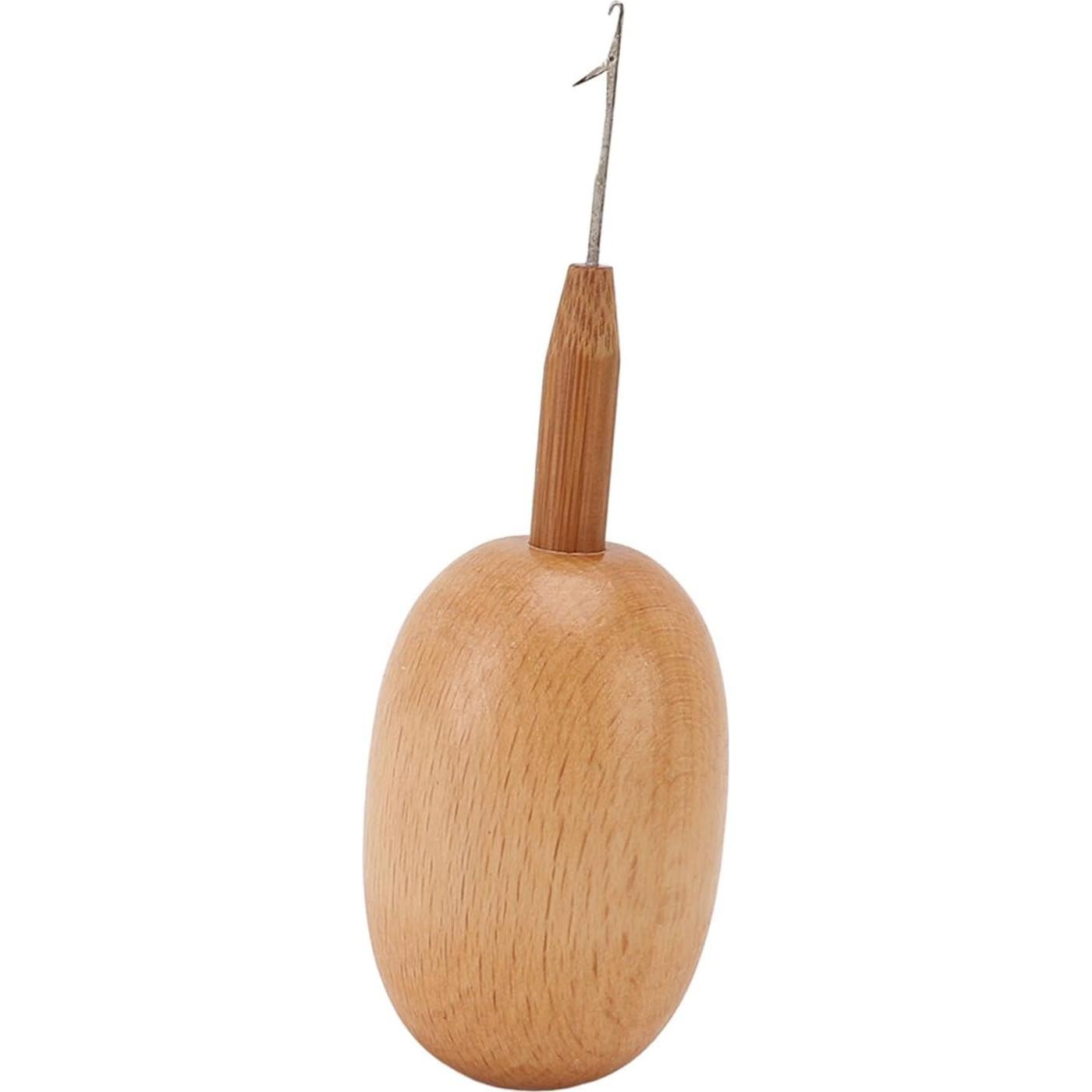 Herramienta de Remiendo Focket de Madera con Gancho de Crochet