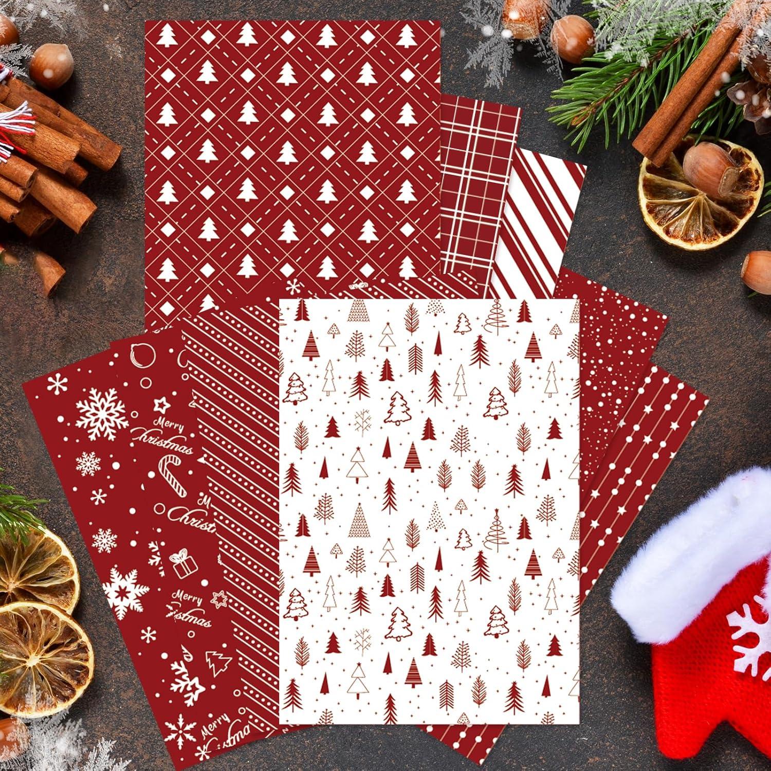 MIAHART Papel Patrón Feliz Navidad 90 Hojas A5 Rojo y Blanco