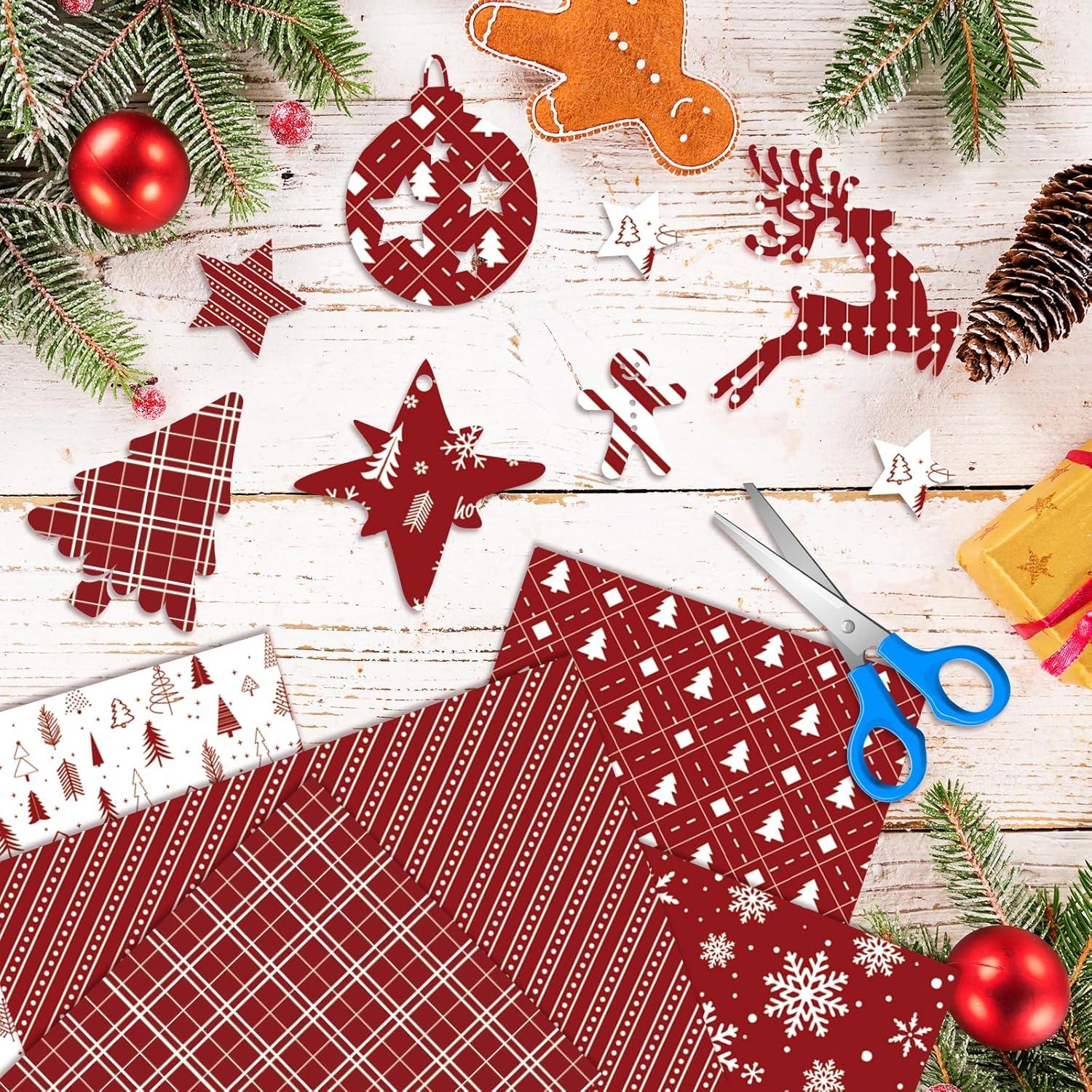 MIAHART Papel Patrón Feliz Navidad 90 Hojas A5 Rojo y Blanco