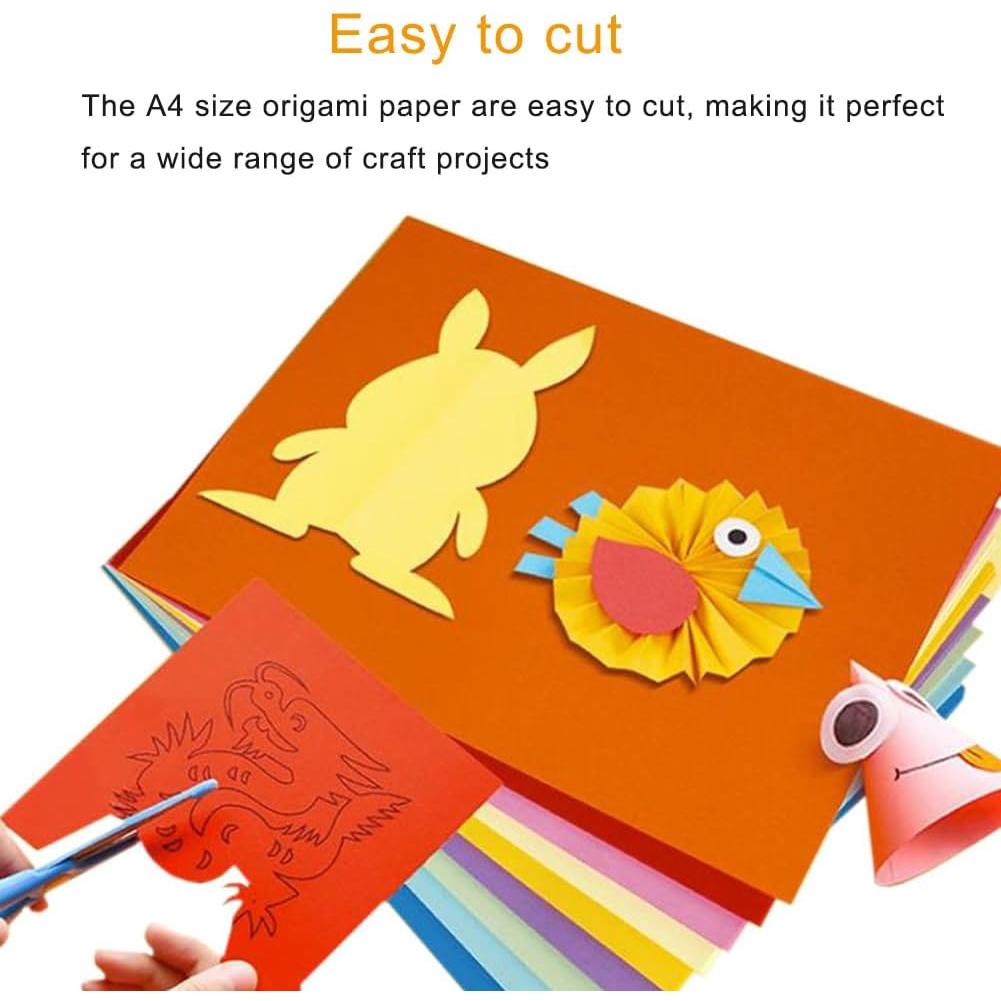 Papel de Origami A4 Colorido 100 Hojas 70gsm Doble Cara