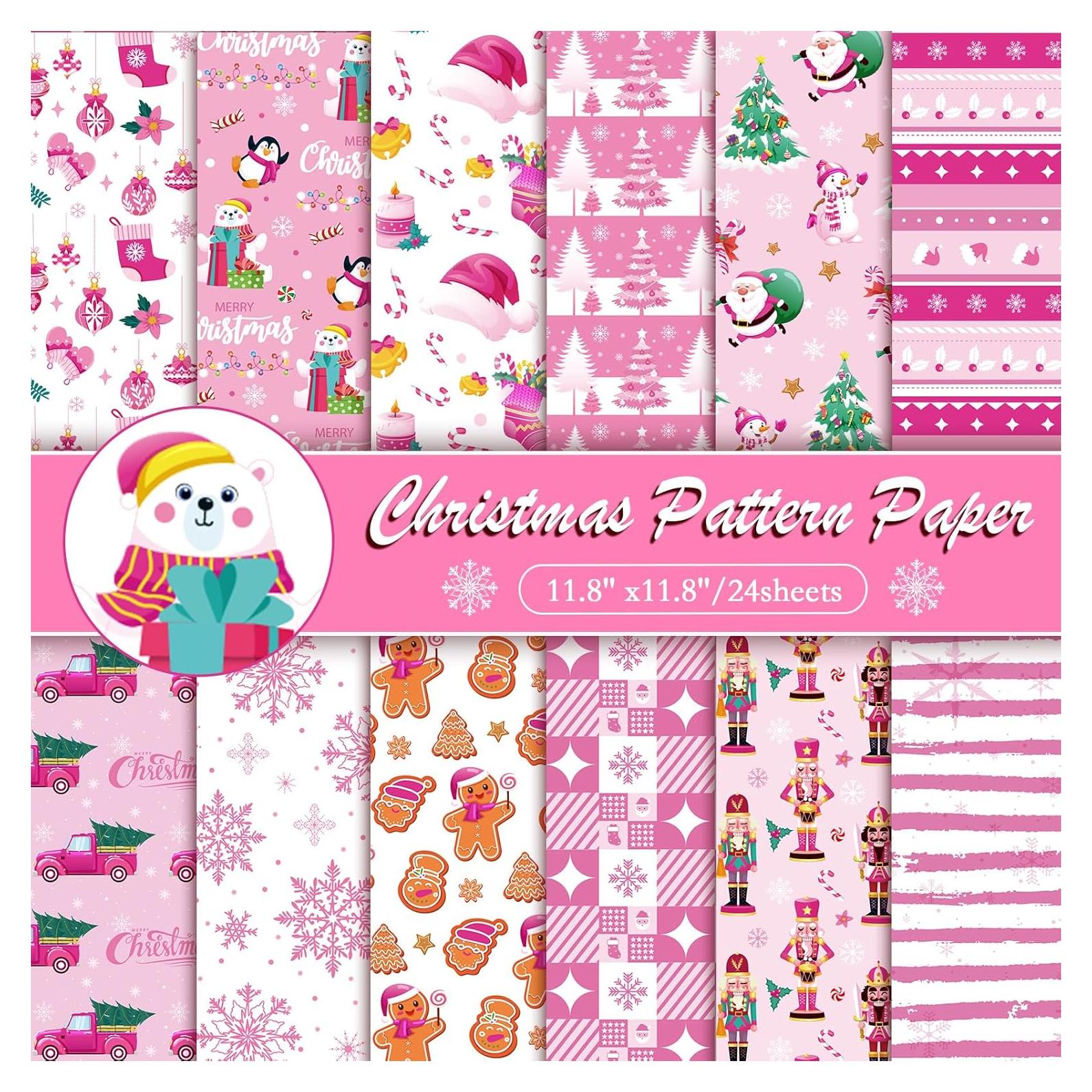 Papel de Scrapbook Navidad Konsait 24 Hojas 30x30cm Rosa