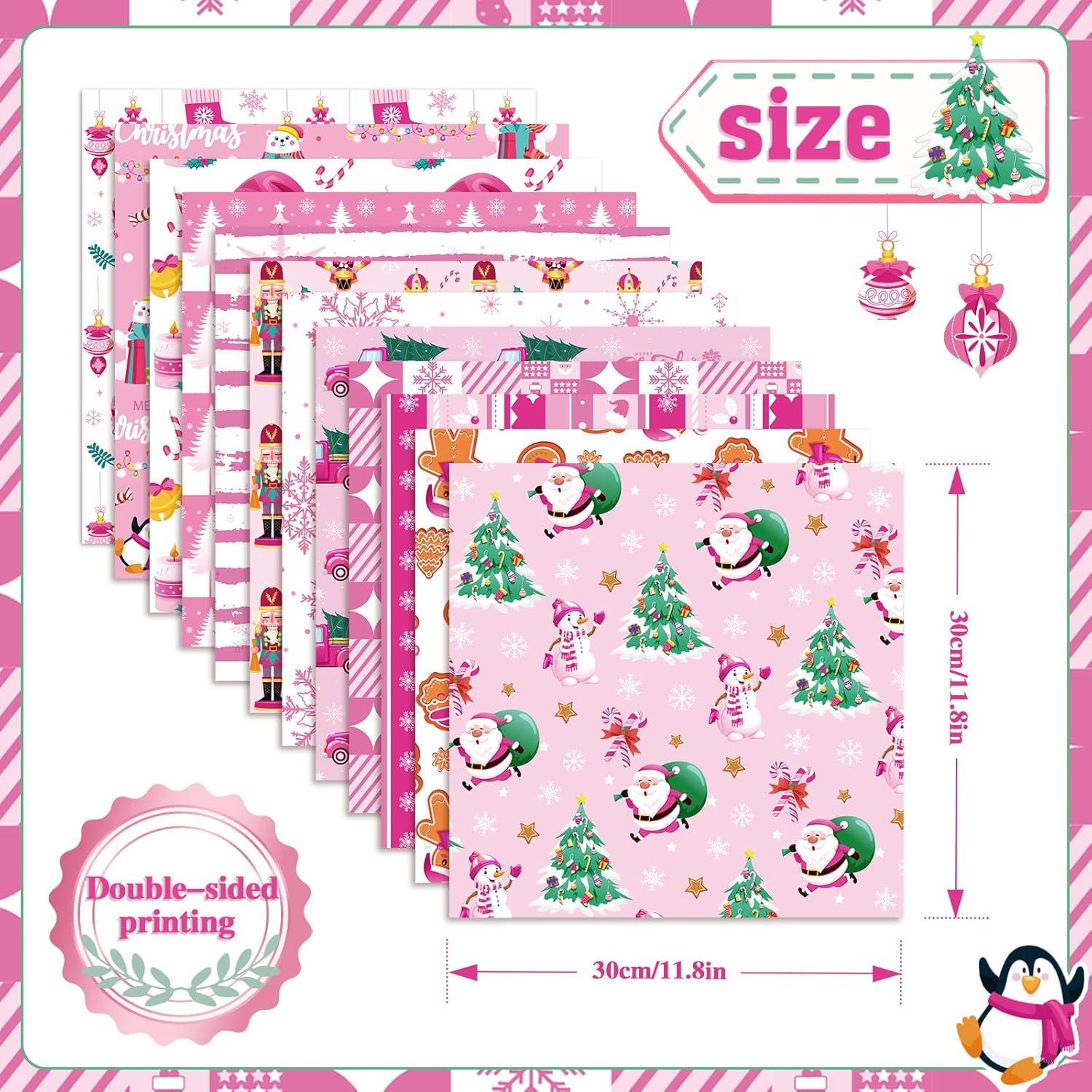 Papel de Scrapbook Navidad Konsait 24 Hojas 30x30cm Rosa