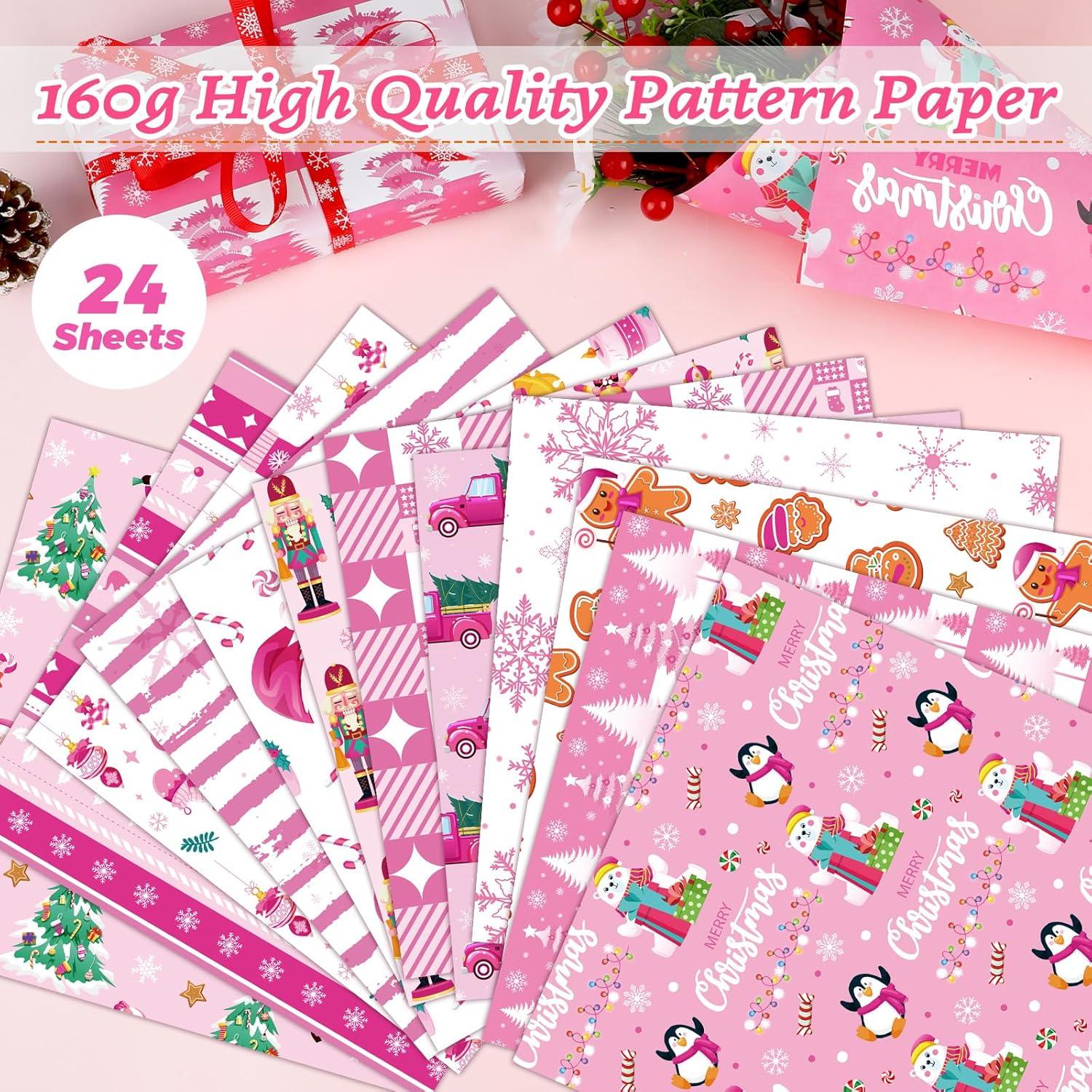 Papel de Scrapbook Navidad Konsait 24 Hojas 30x30cm Rosa