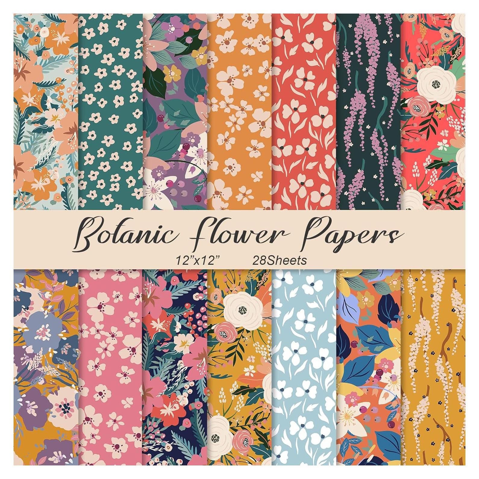 28 Papeles de Scrapbook Floral Naszonus 30x30cm Botánico 2