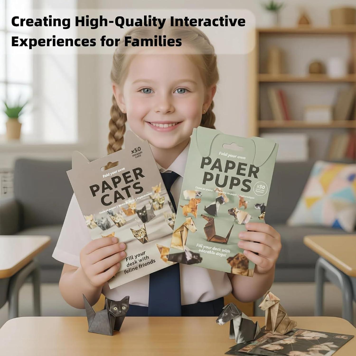 Kit de Origami Gatos de Papel VOKSODHCK - 50 Hojas 12.7 cm