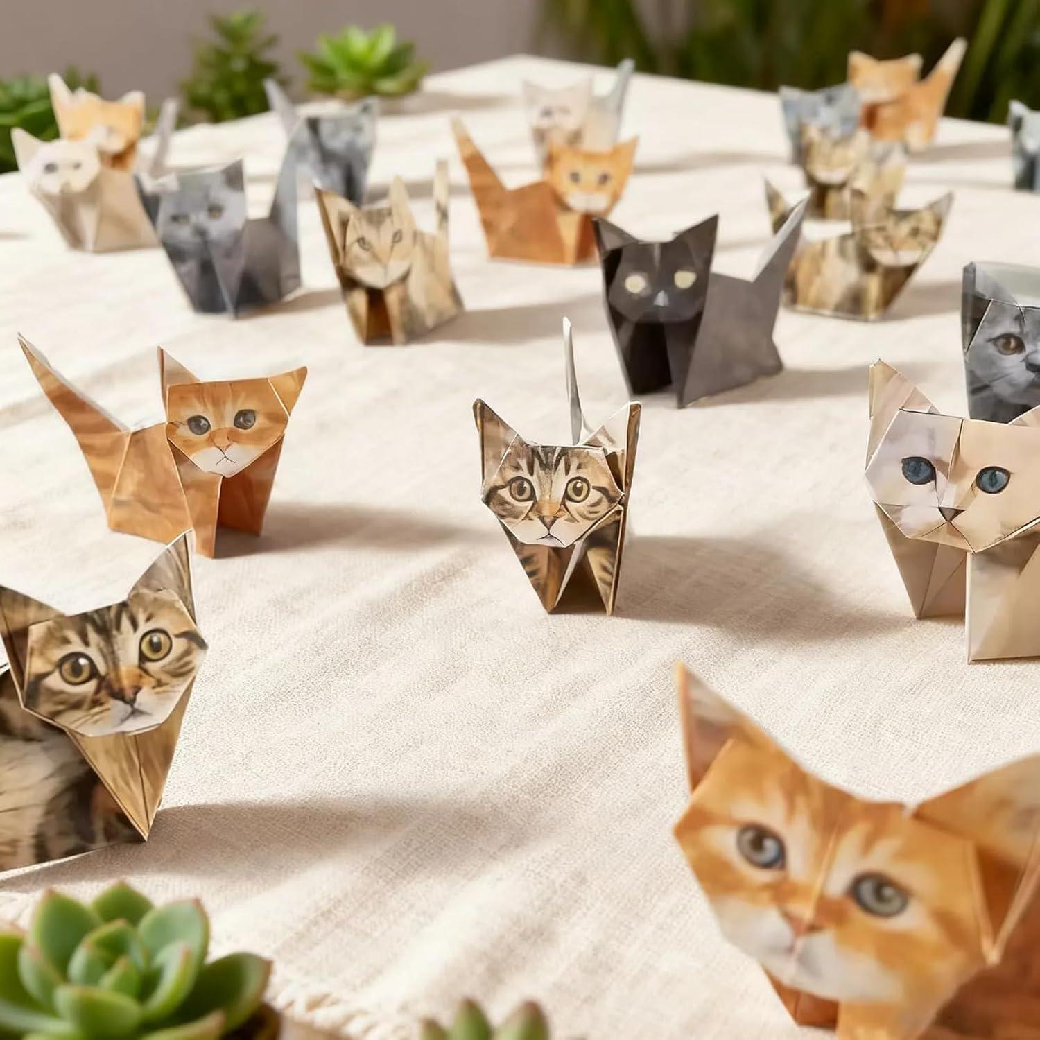 Kit de Origami Gatos de Papel VOKSODHCK - 50 Hojas 12.7 cm