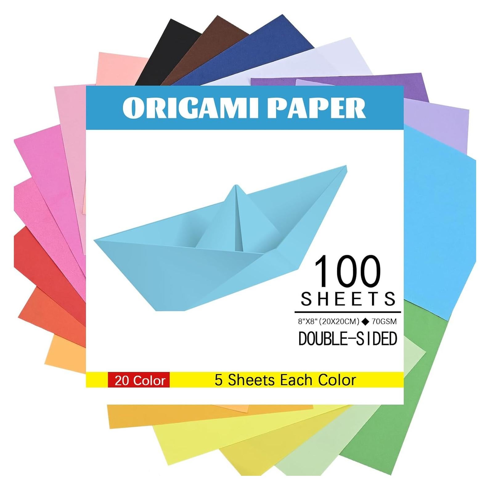 Papel de Origami Wenmer 100 Hojas 20 Colores 20x20 cm 70gsm