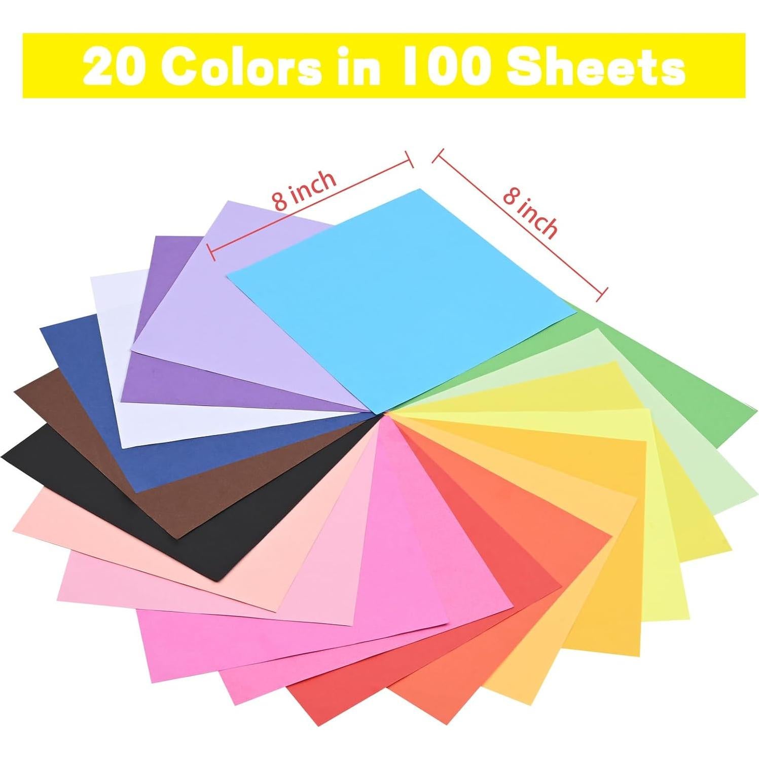 Papel de Origami Wenmer 100 Hojas 20 Colores 20x20 cm 70gsm
