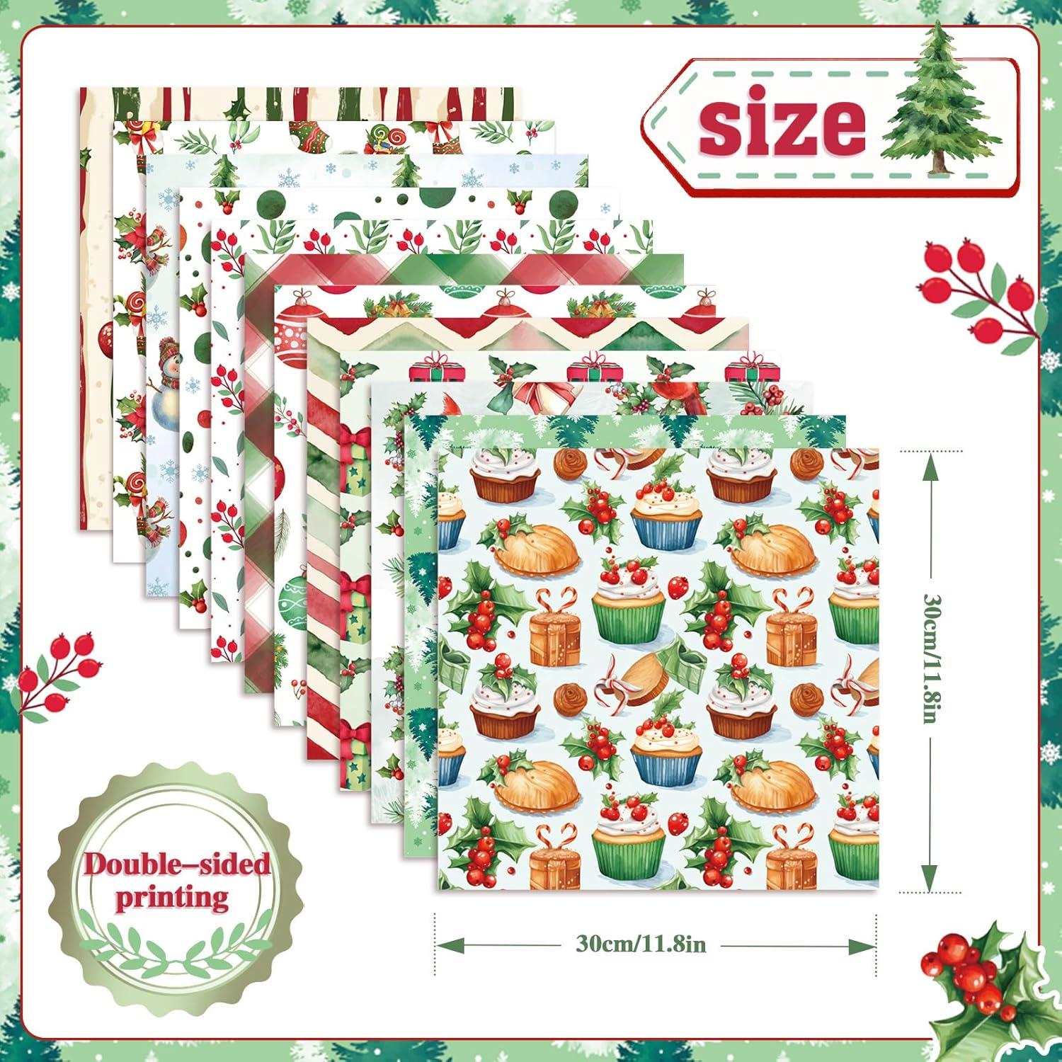 Papel de Scrapbook Navidad Konsait 30x30cm Doble Cara 24 Hojas