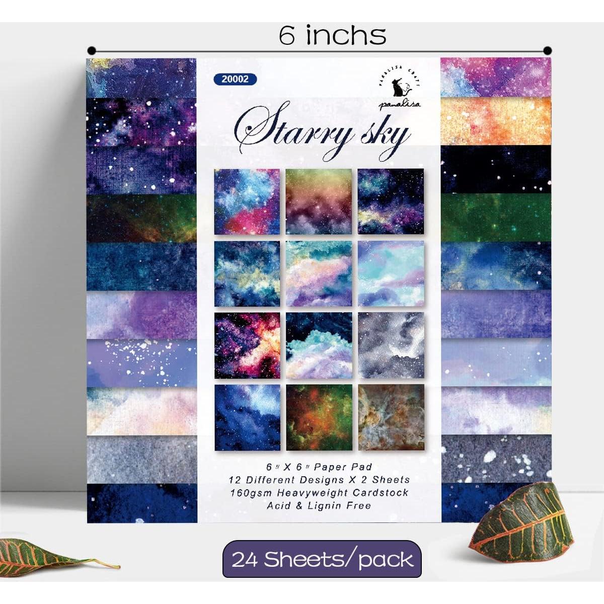 Bloc de Papel para Scrapbook YASMEN 24 Hojas 15.24 cm Cielo Estrellado