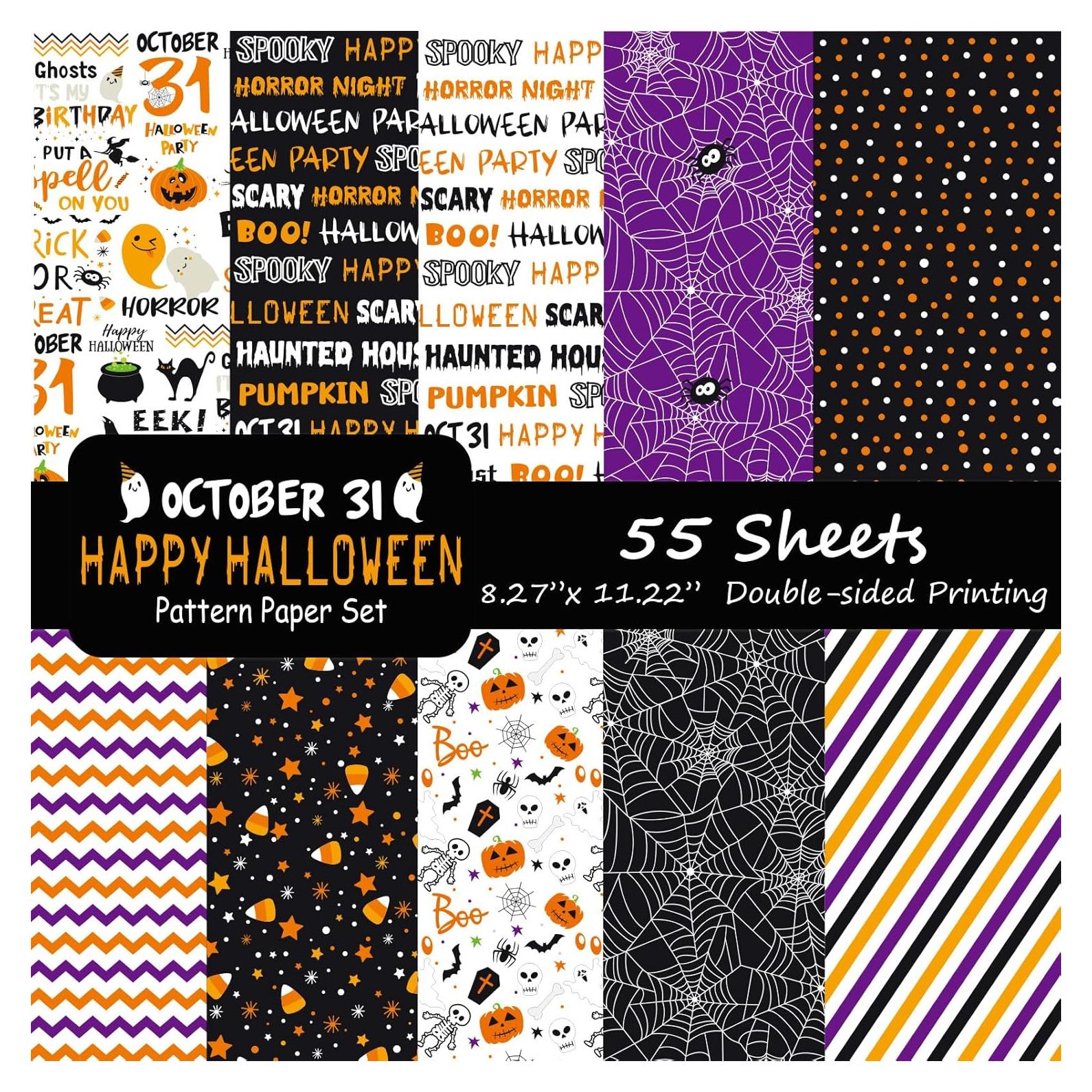 Papel Decorativo Halloween Morcheiong 55 Hojas A4 Doble Cara