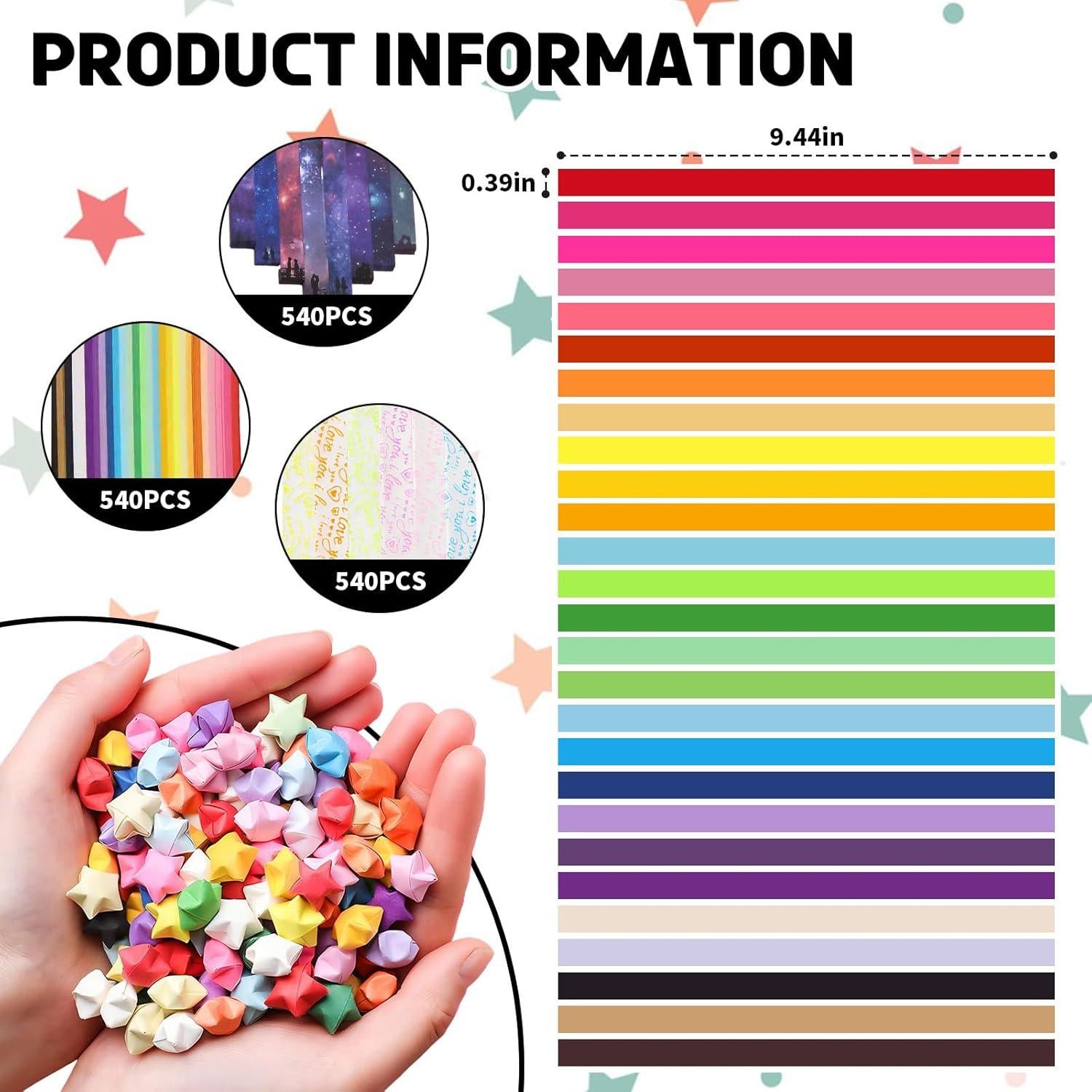 1620 Hojas de Papel Origami Waaqkid - 27 Colores Sólidos y Luminosos