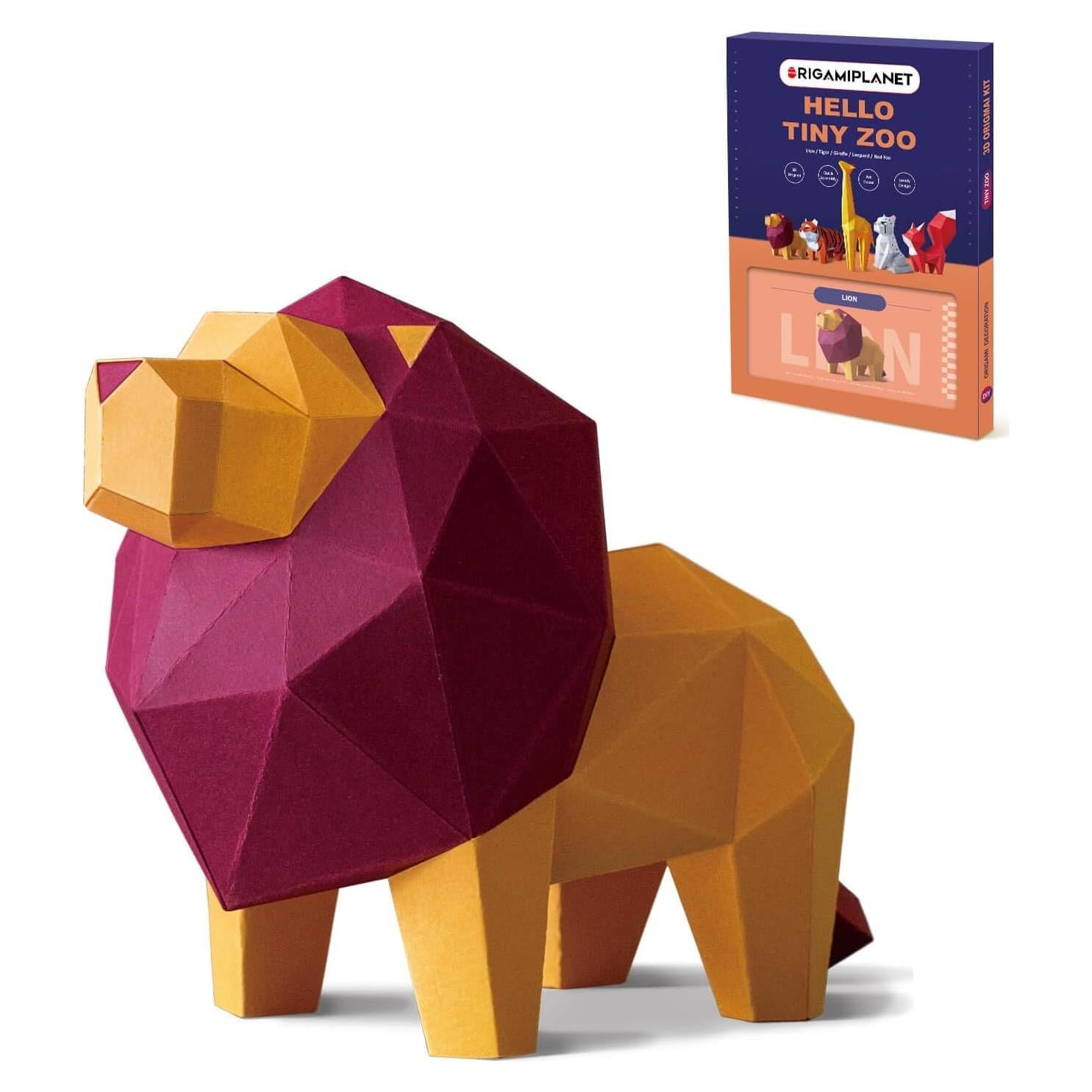 Kit de Manualidades Origami 3D León ORIGAMIPLANET - Papel Premium