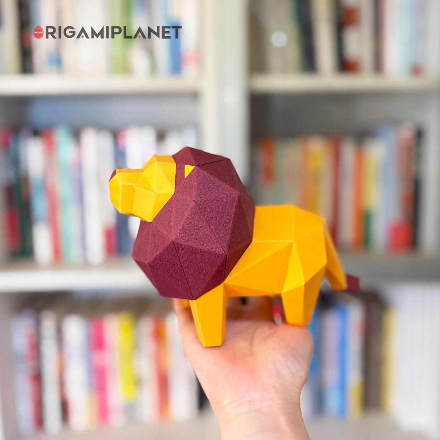 Kit de Manualidades Origami 3D León ORIGAMIPLANET - Papel Premium