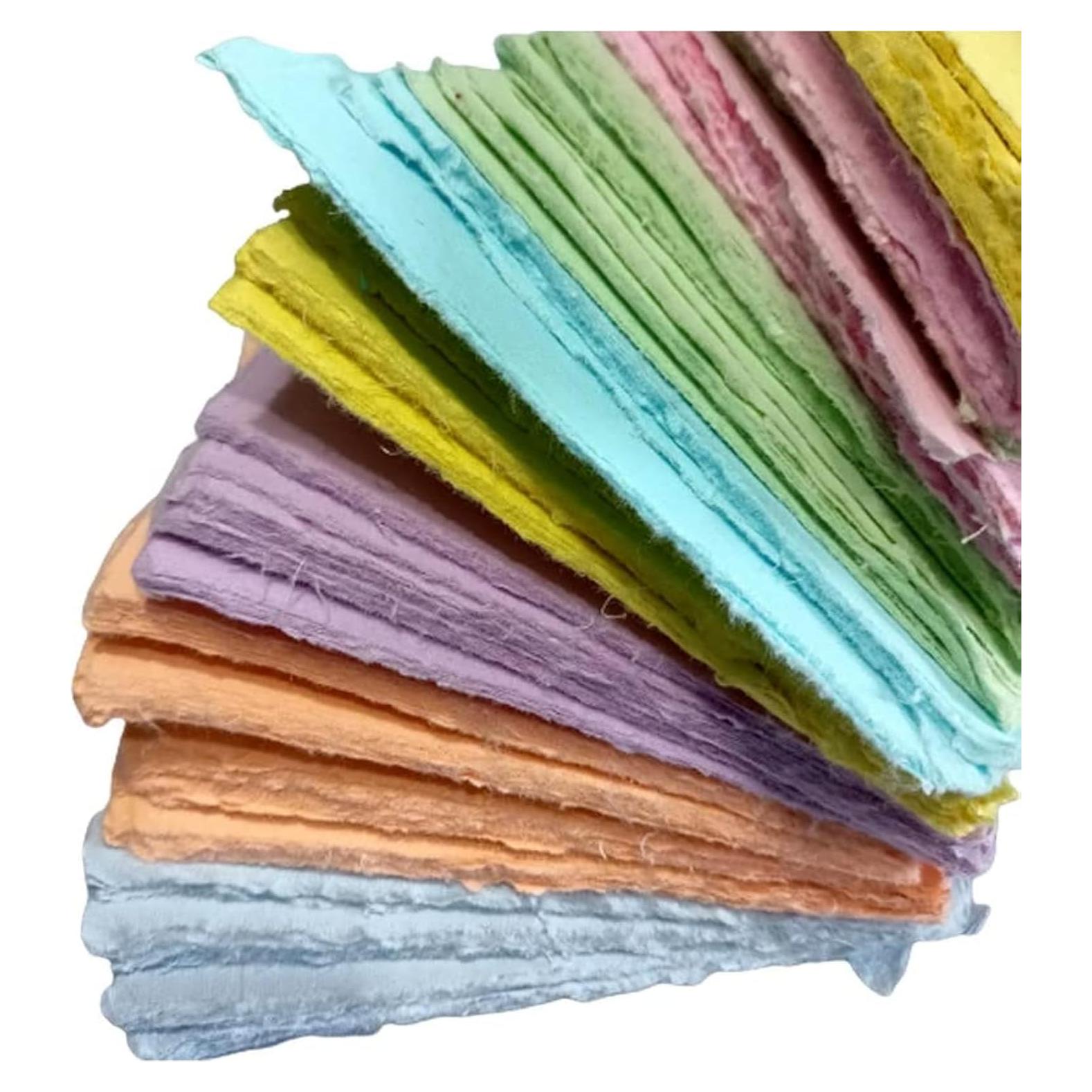 Deckle Papers Tarjeta de Papel Hecho a Mano 5x5" Multicolor - 50 Hojas