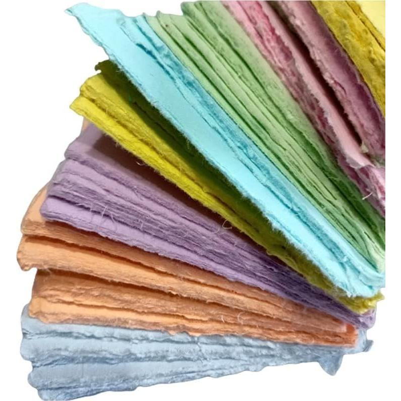 Deckle Papers Tarjeta de Papel Hecho a Mano 5x5" Multicolor - 50 Hojas