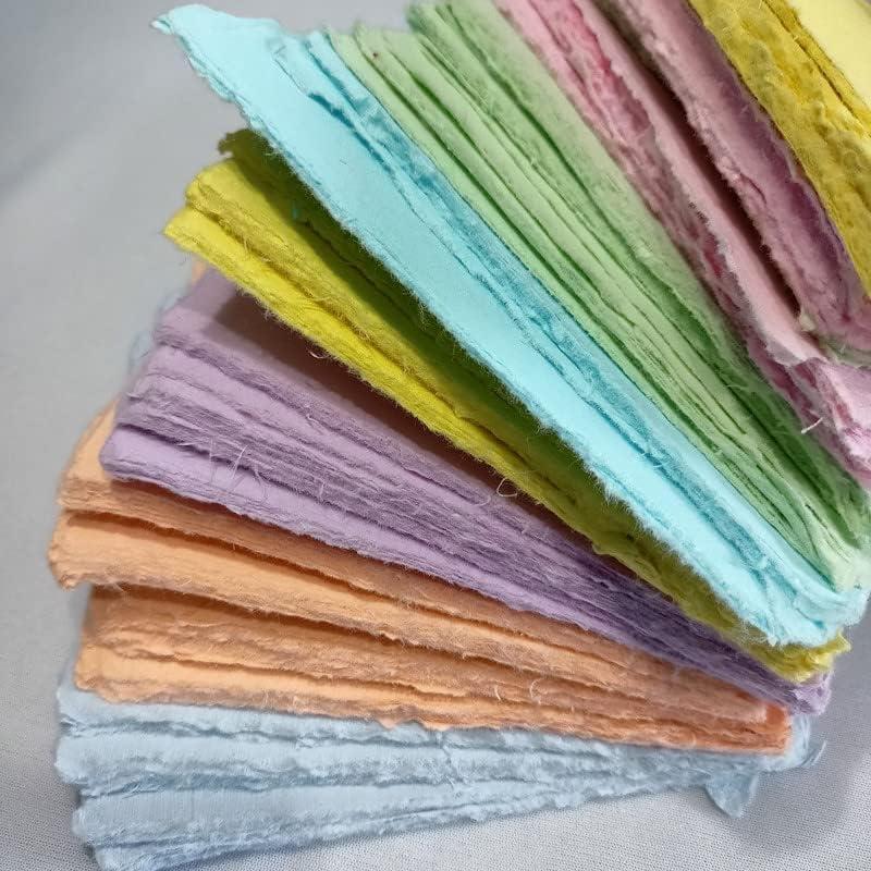 Deckle Papers Tarjeta de Papel Hecho a Mano 5x5" Multicolor - 50 Hojas