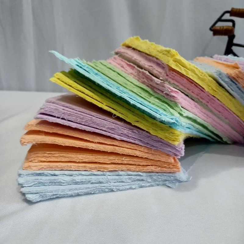 Deckle Papers Tarjeta de Papel Hecho a Mano 5x5" Multicolor - 50 Hojas