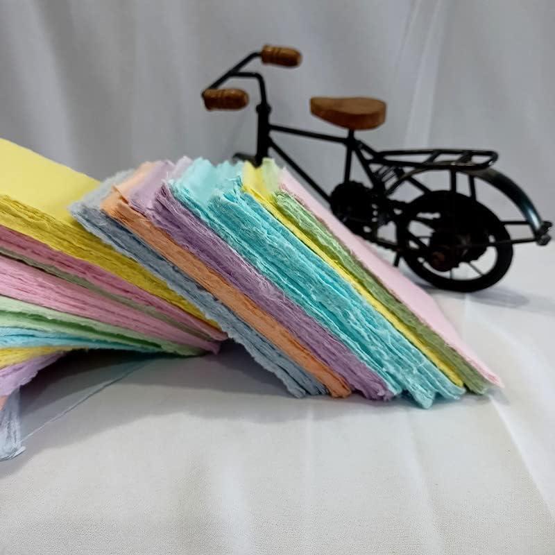 Deckle Papers Tarjeta de Papel Hecho a Mano 5x5" Multicolor - 50 Hojas