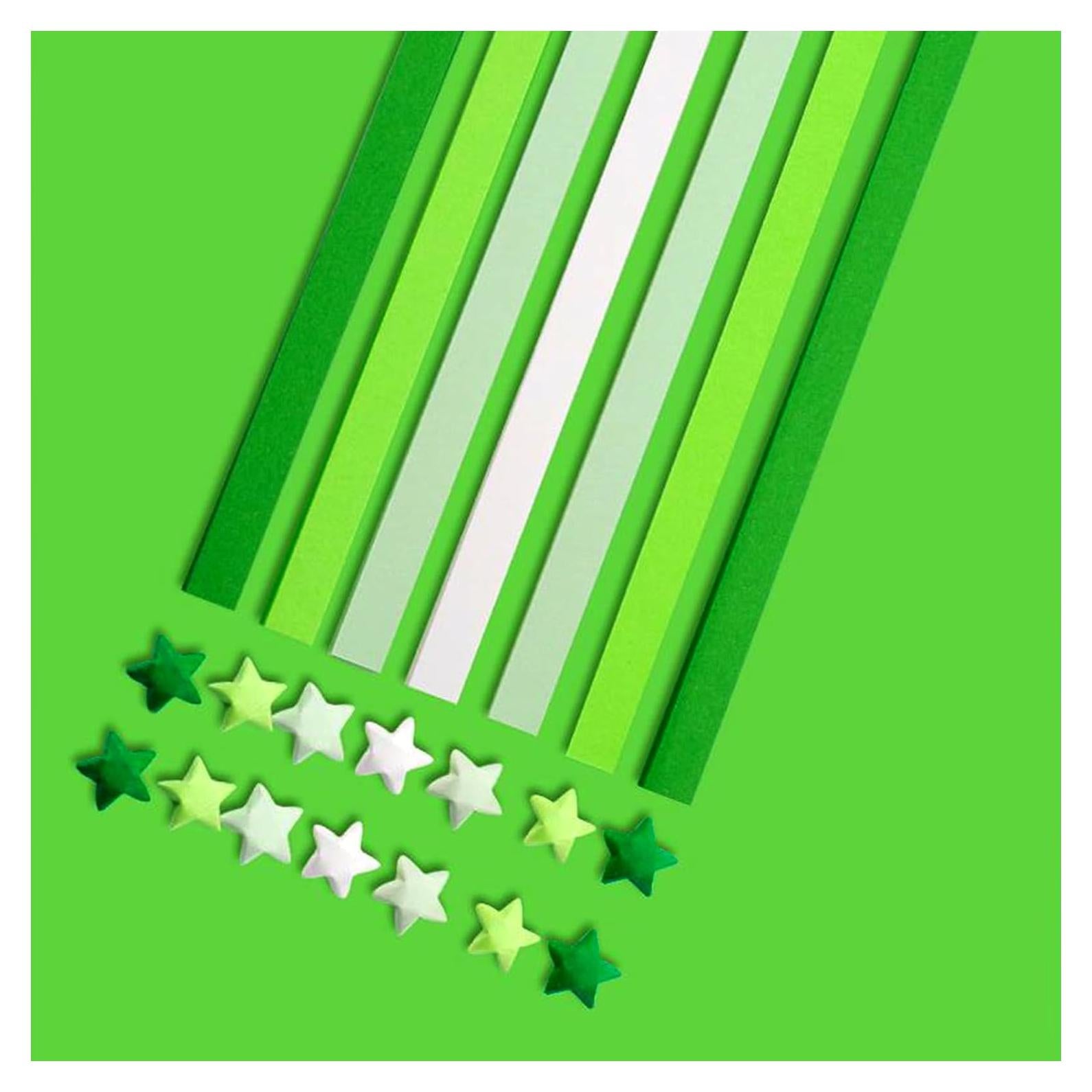 Tiras de Origami de Estrellas Aeojoor 540 Piezas Doble Cara Verde