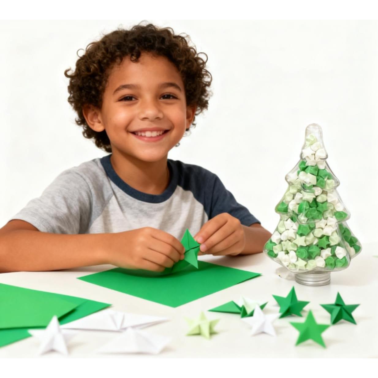 Tiras de Origami de Estrellas Aeojoor 540 Piezas Doble Cara Verde