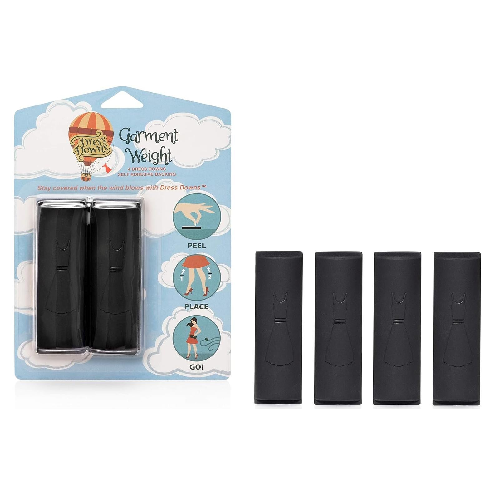 Pesas para Vestidos Dress Downs Reutilizables 4 Pzas Negro