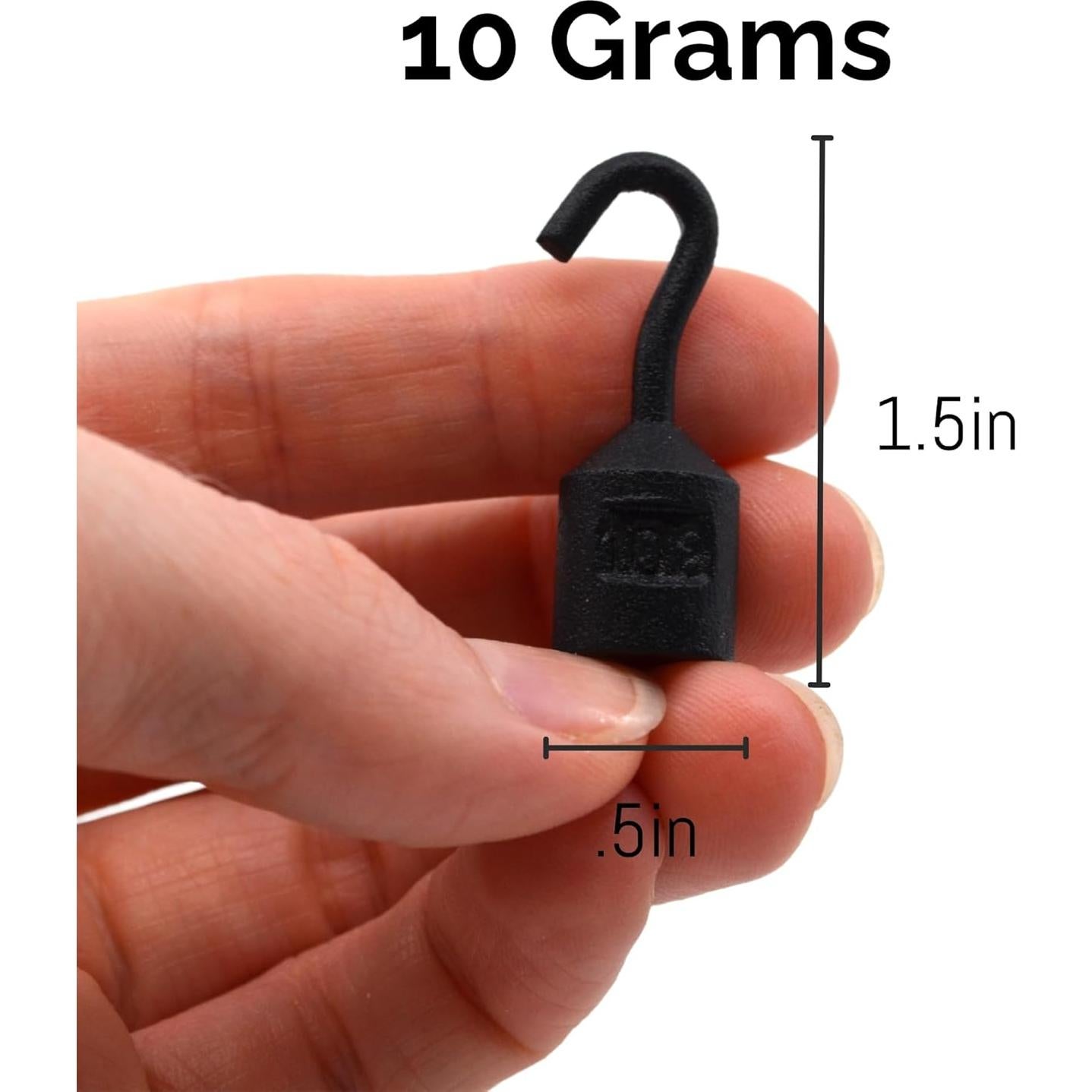 Paquete de 10 Pesas con Gancho Eisco Labs 10g Hierro Cilíndricas