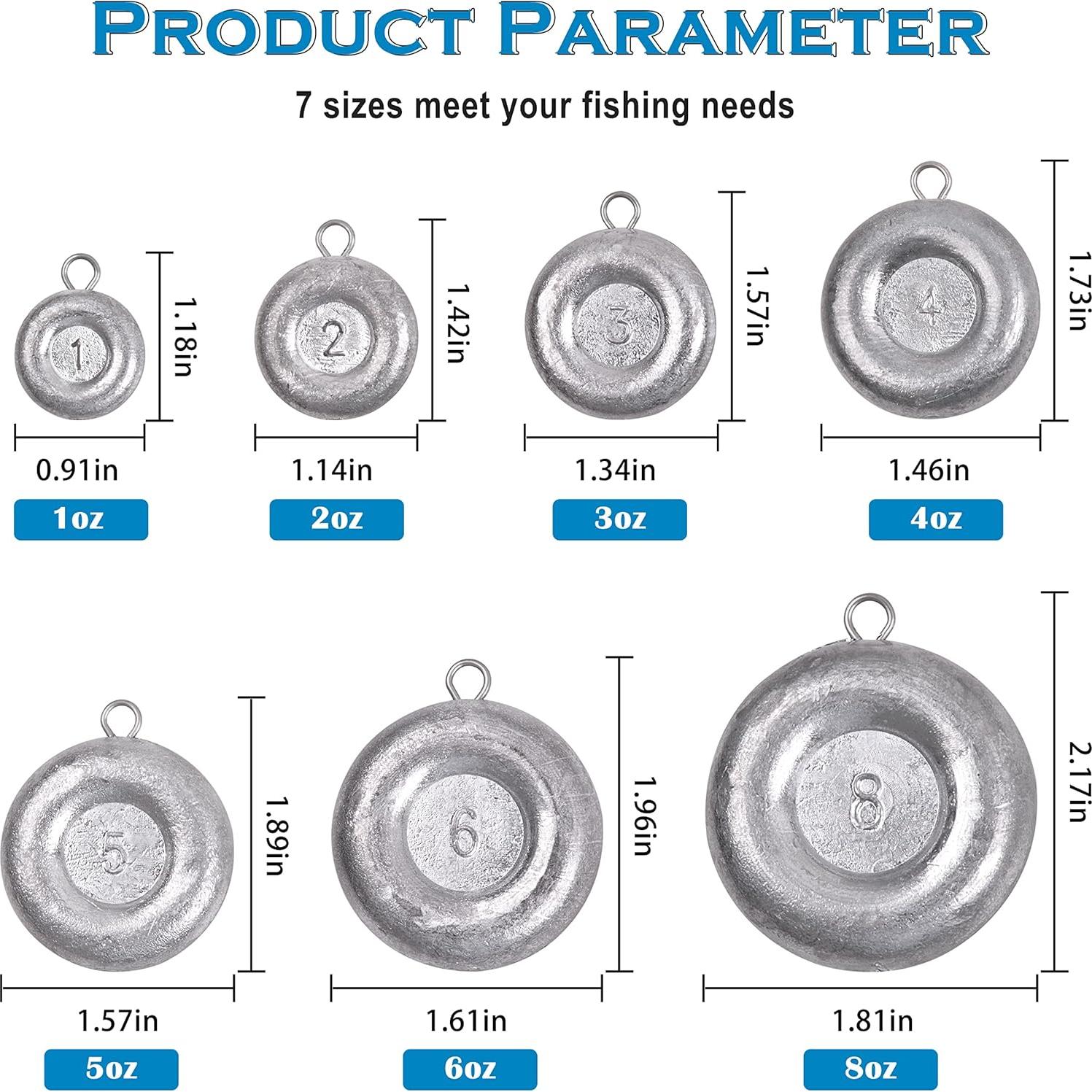 Pesas de Discos Shaddock Fishing 8oz (226.80g) 3pcs para Pesca