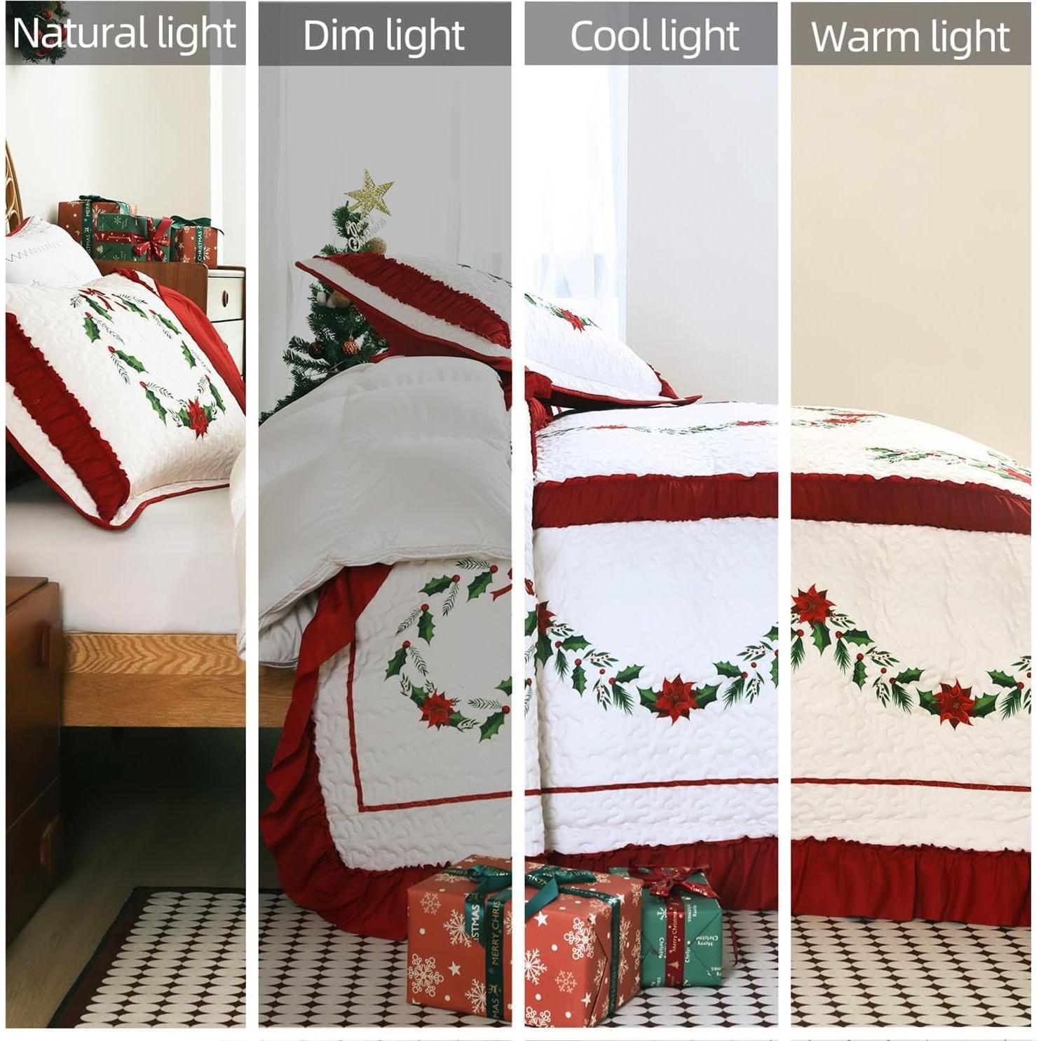 Juego de Edredón de Navidad Cmfshape King Rojo 3 Piezas