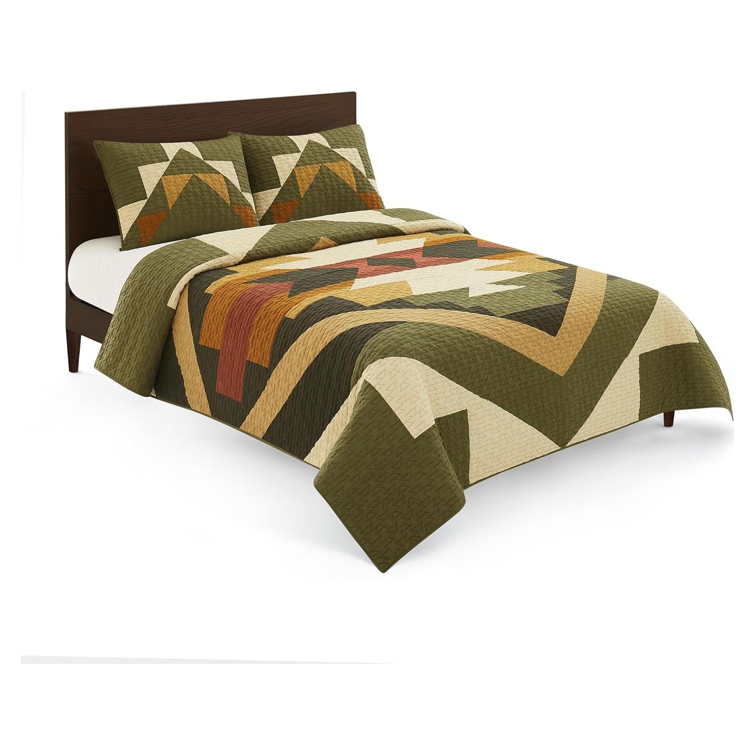 Juego de Colcha Pendleton Tumalo King 100% Algodón Verde