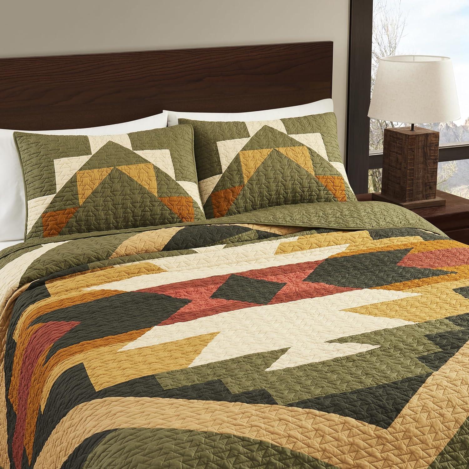 Juego de Colcha Pendleton Tumalo King 100% Algodón Verde