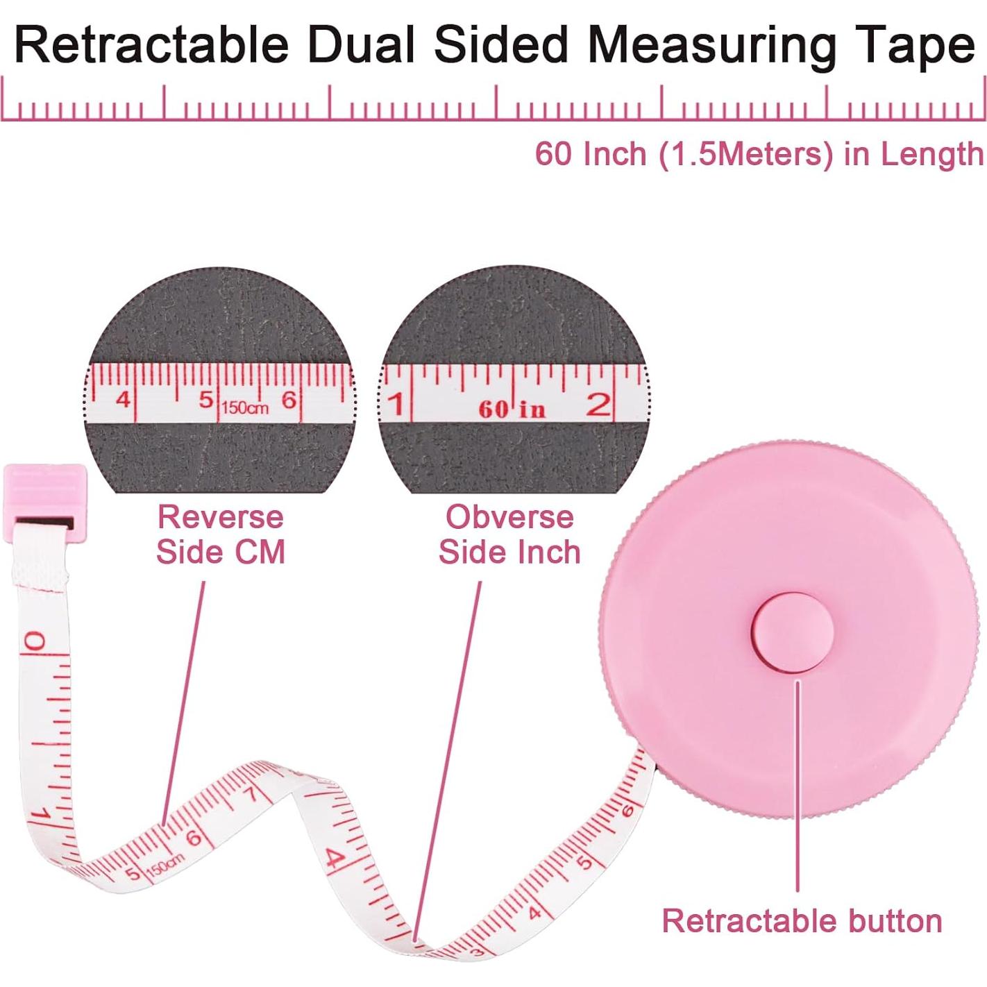 Cinta Métrica Retráctil GDMINLO 2 Piezas 152.4 cm Rosa